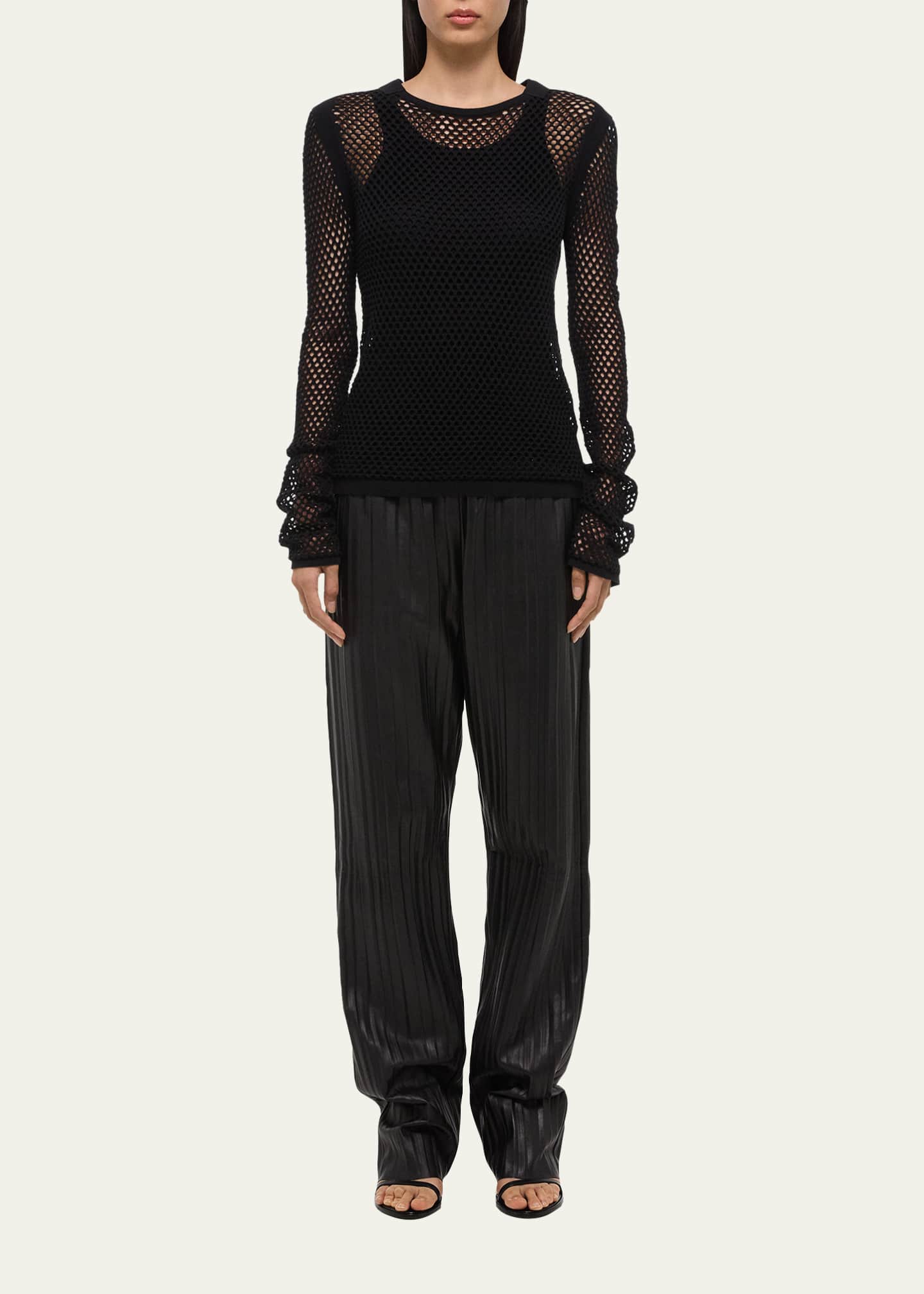 Helmut Lang Long-Sleeve Mesh Seatbelt Top Image 2 of 4
