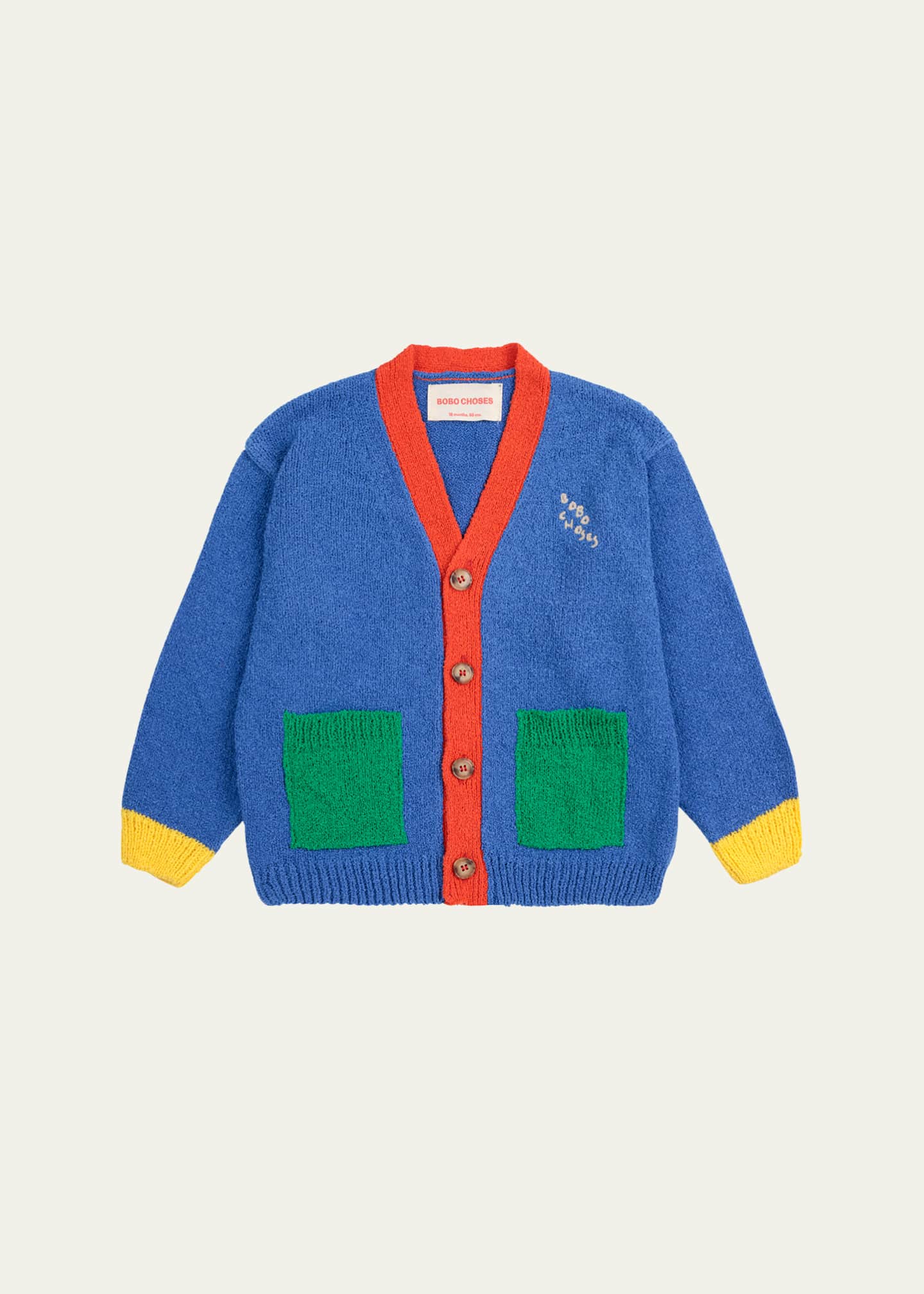 Bobo Choses Boy's Color Block V-Neck Cardigan, Size Newborn-24M Image 1 of 3