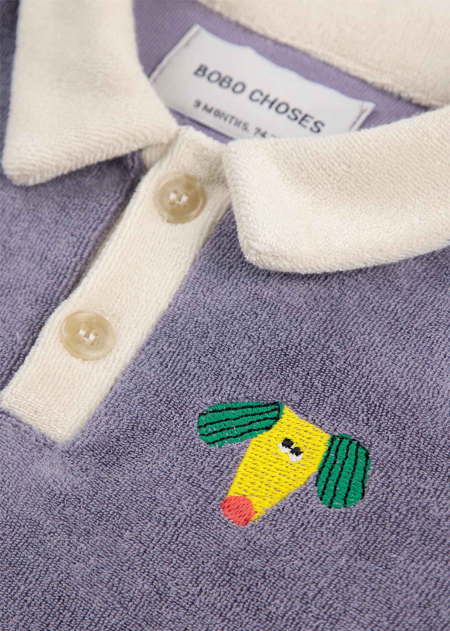 Bobo Choses Boy's Happy Dog Terry Cloth Polo Shirt, Size Newborn-24M Image 2 of 3