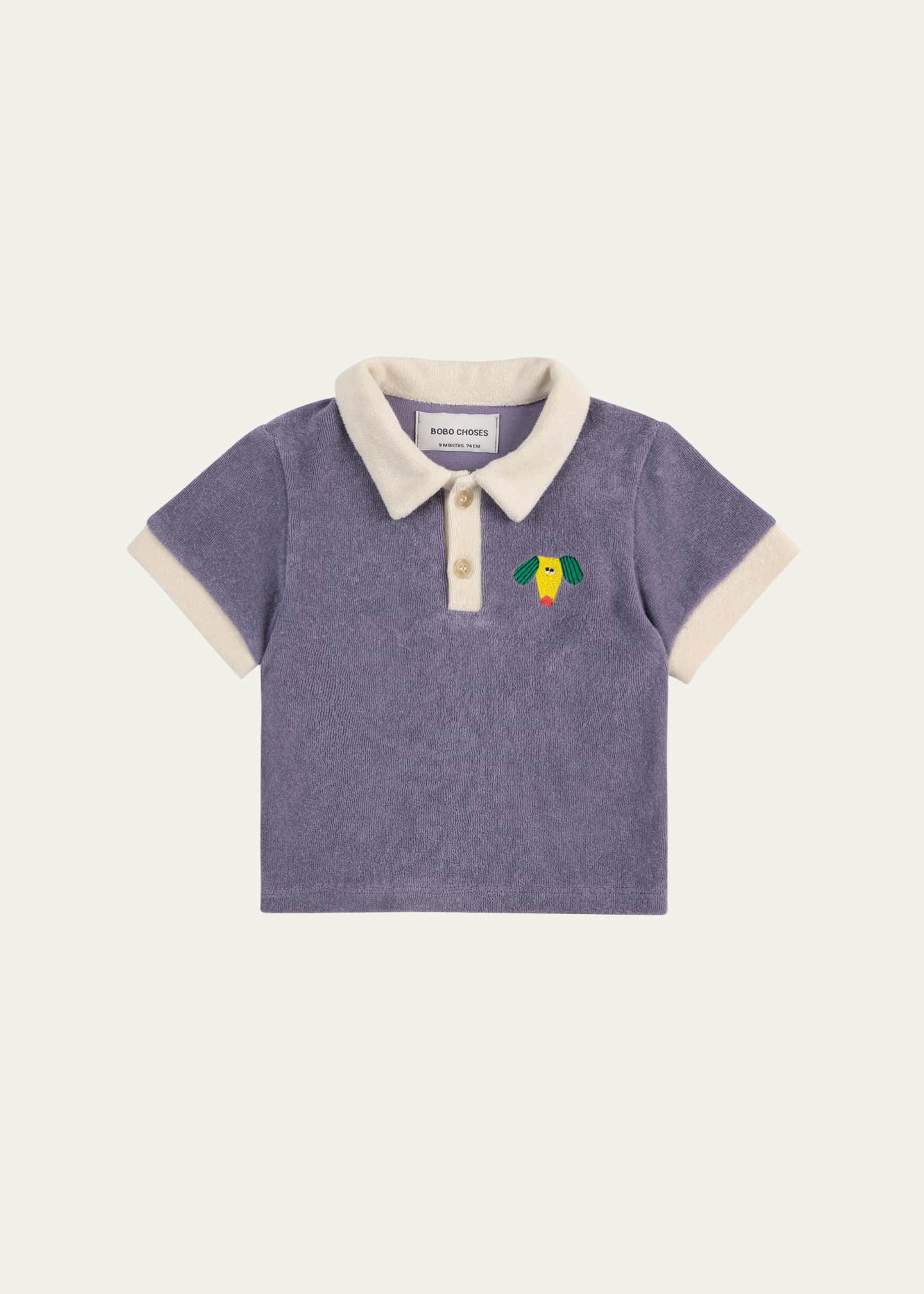 Bobo Choses Boy's Happy Dog Terry Cloth Polo Shirt, Size Newborn-24M Image 1 of 3