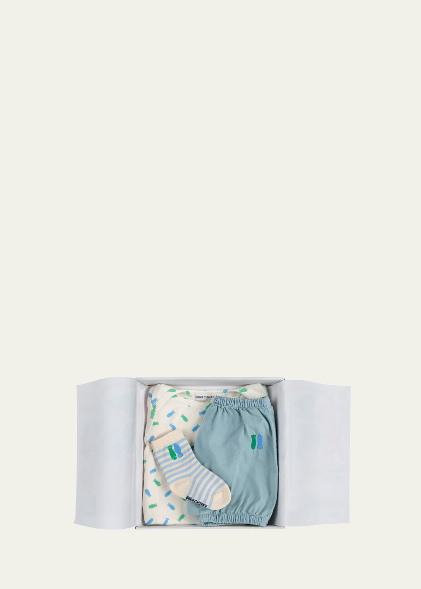 Bobo Choses Boy's Lucky Fish Romper Gift Set, Size Newborn-24M Image 5 of 5