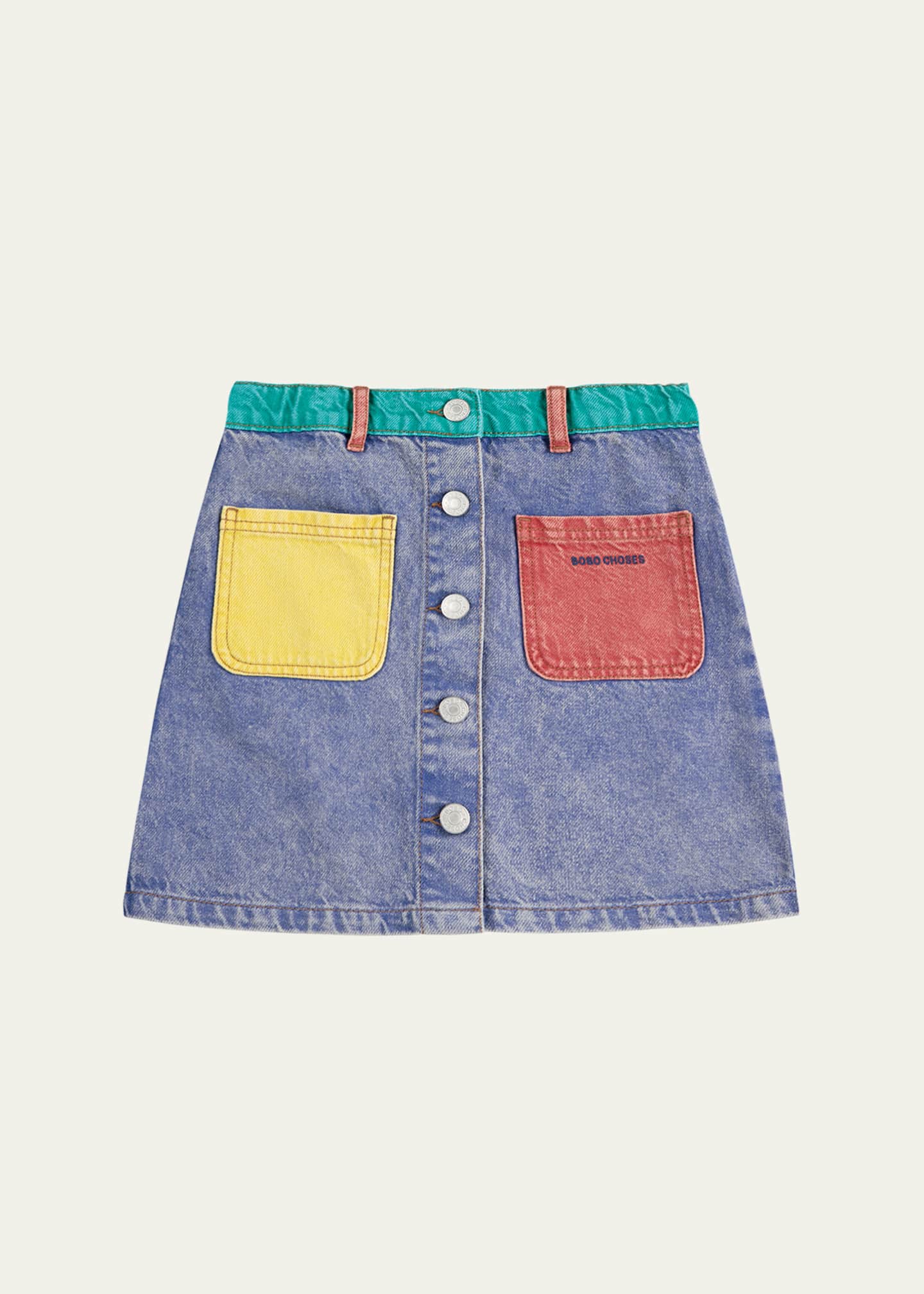 Bobo Choses Girl's Colorblock A-Line Denim Skirt, Size 2-13 Image 1 of 3