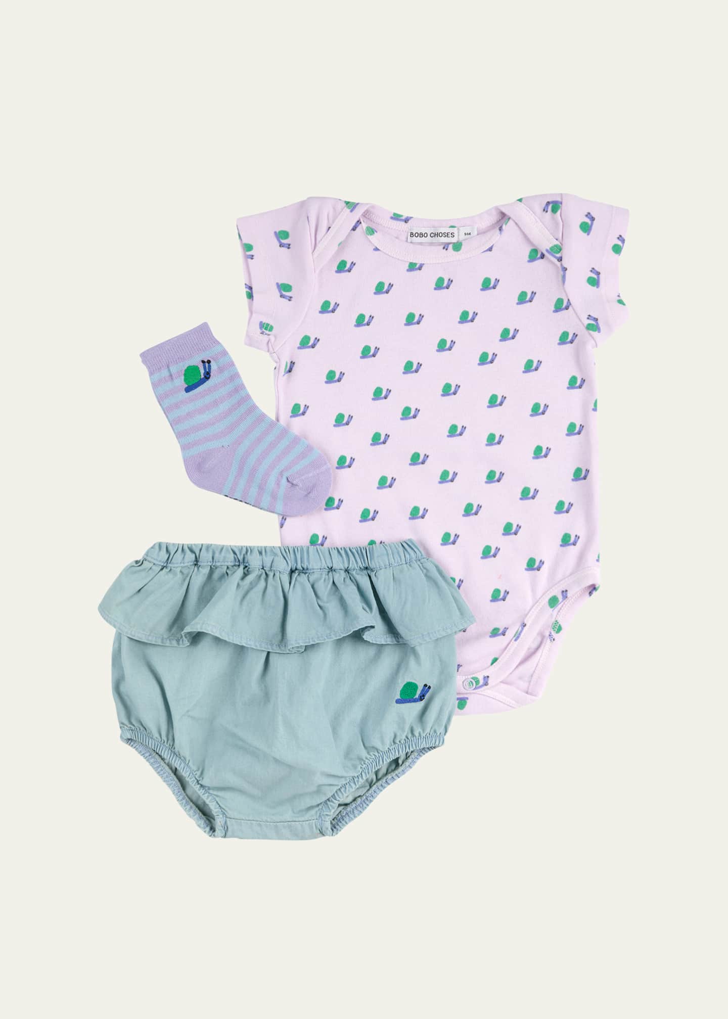 Bobo Choses Girl's Funny Snail Romper Gift Set, Size Newborn-24M Image 2 of 5