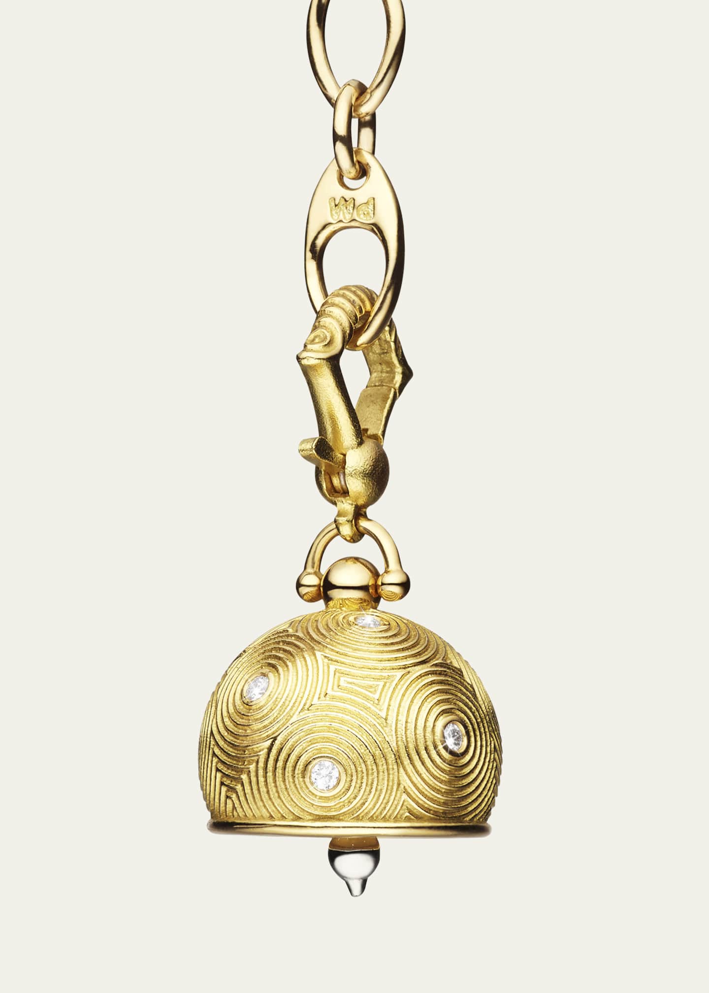Paul Morelli 18K Yellow Gold Droplet Diamond Meditation Bell Pendant