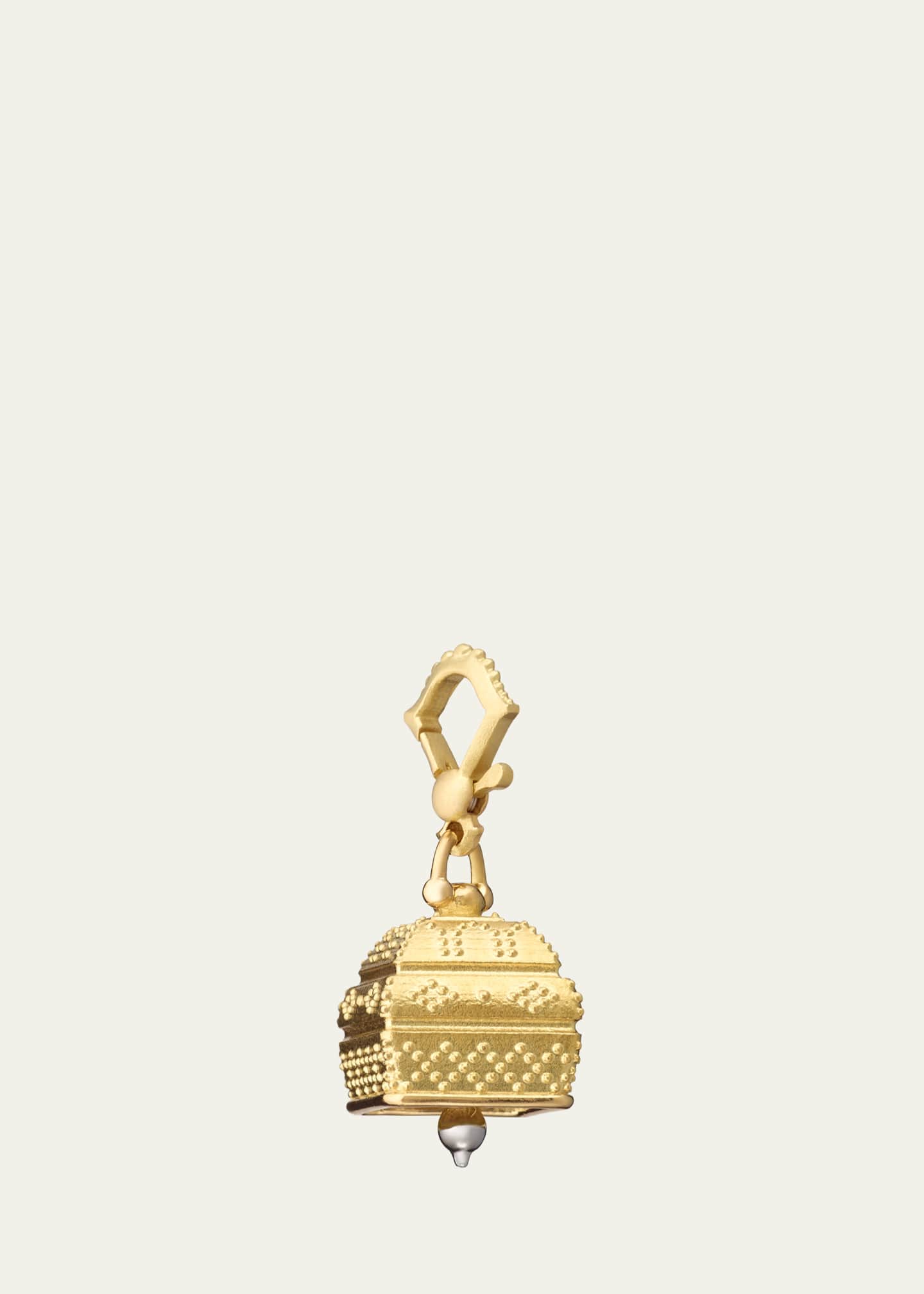 Paul Morelli 18K Yellow Gold Square Granulated Meditation Bell Pendant