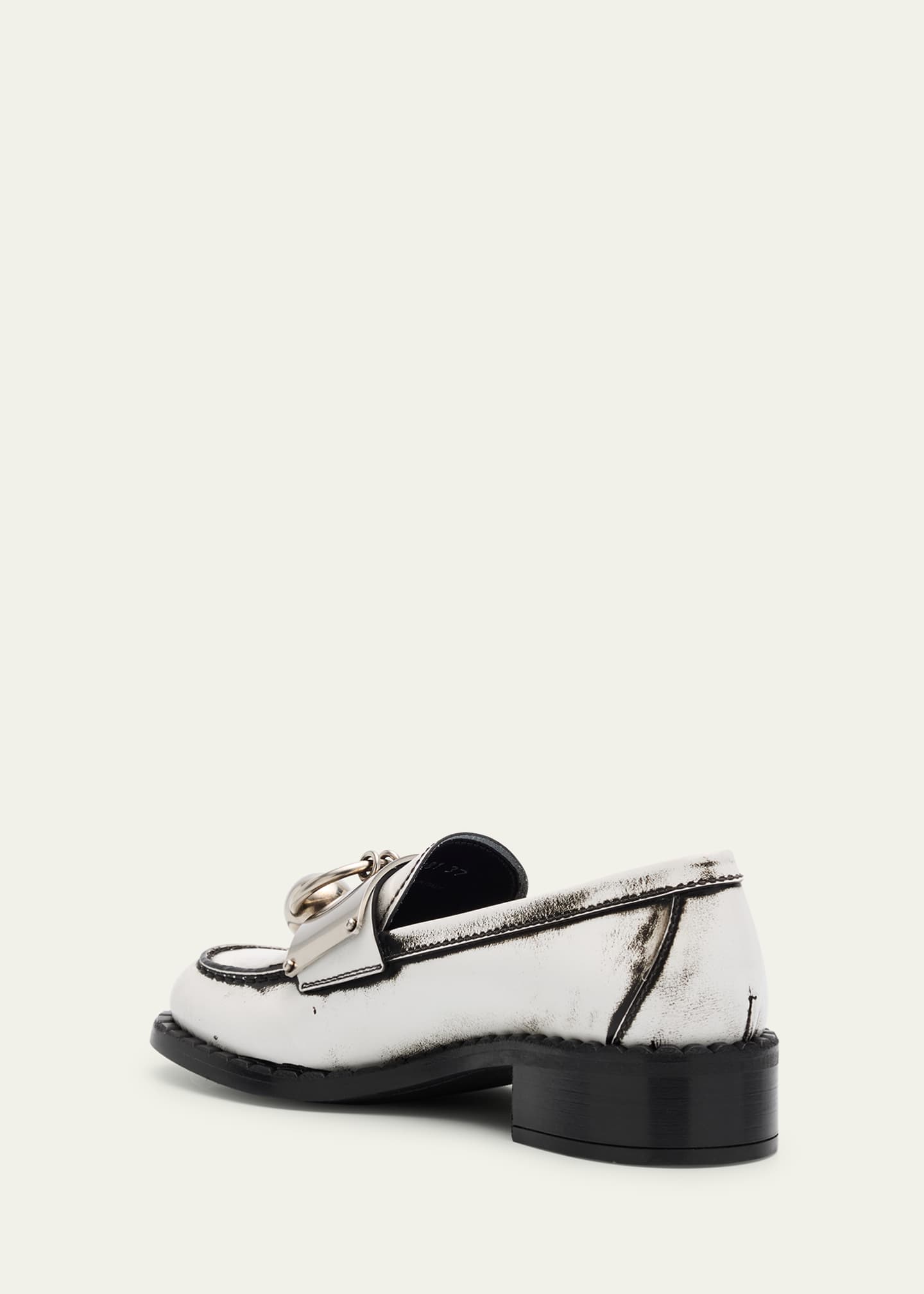 Prada Brushed Leather Ball Chain Loafers Image 2 of 4