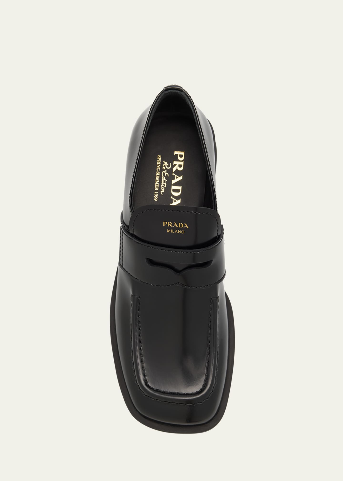 Prada Re-Edition Brushed Leather Penny Loafers - Bergdorf Goodman