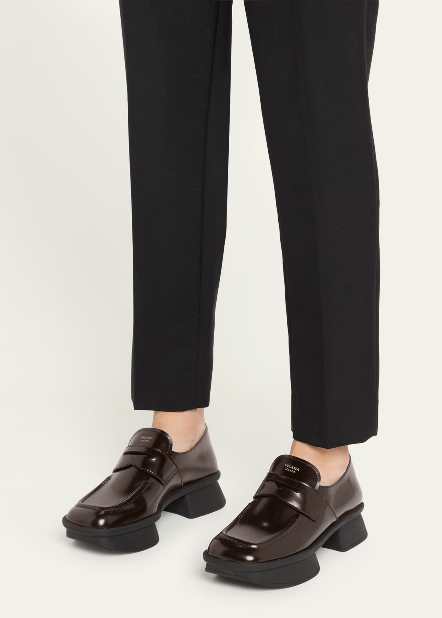 Prada Re-Edition Brushed Leather Penny Loafers Image 2 of 6