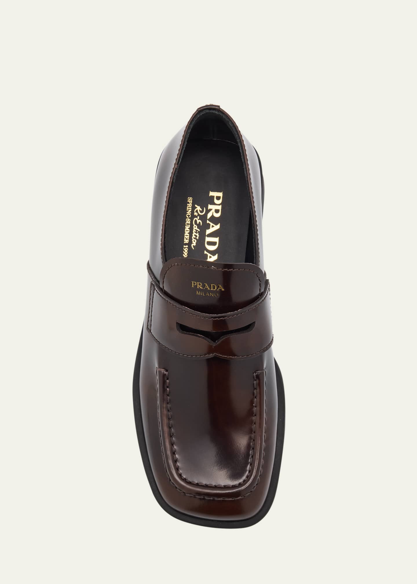 Prada Re-Edition Brushed Leather Penny Loafers Image 6 of 6