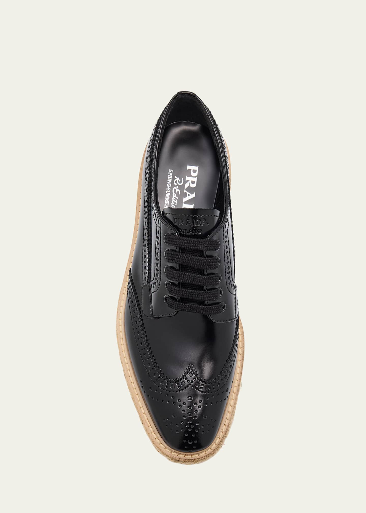 Prada Spazzolato Re-Edition Platform Wingtip Loafers Image 4 of 4
