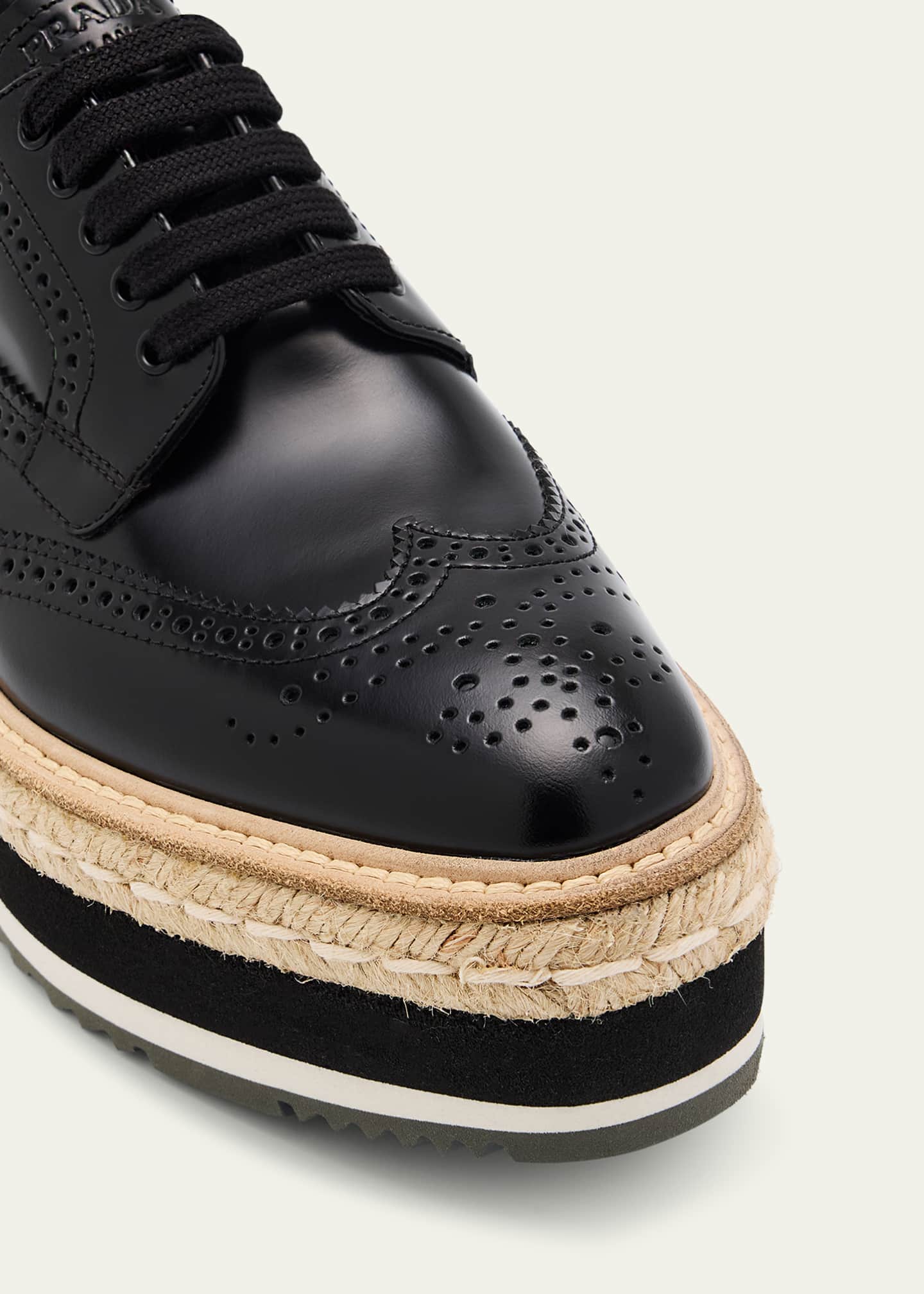 Prada Spazzolato Re-Edition Platform Wingtip Loafers Image 3 of 4