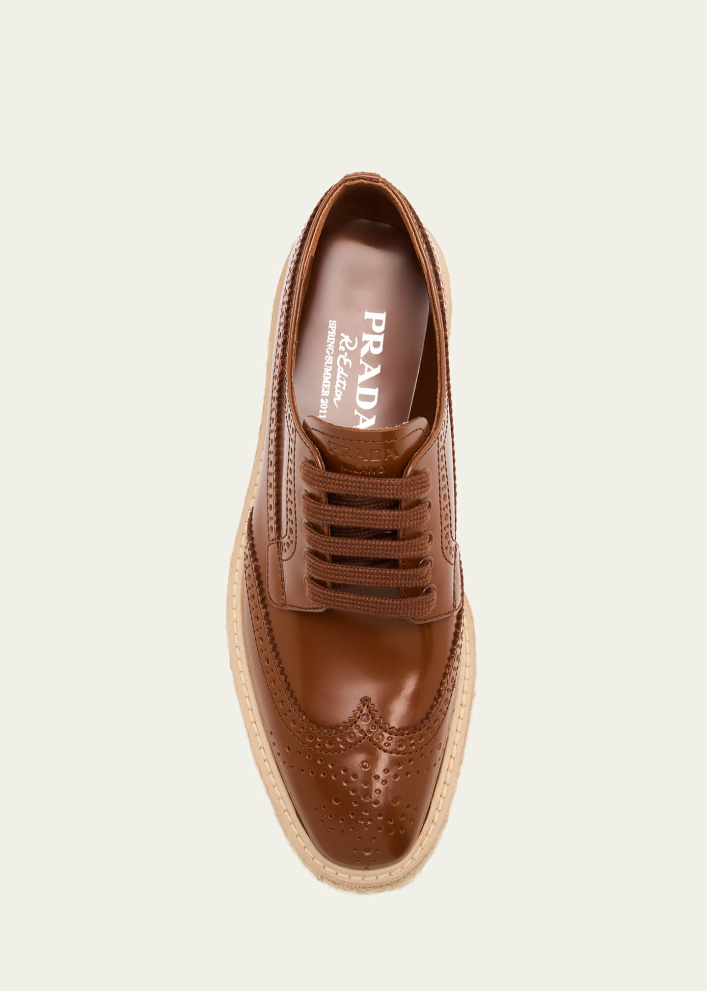 Prada Spazzolato Re-Edition Platform Wingtip Loafers Image 4 of 4
