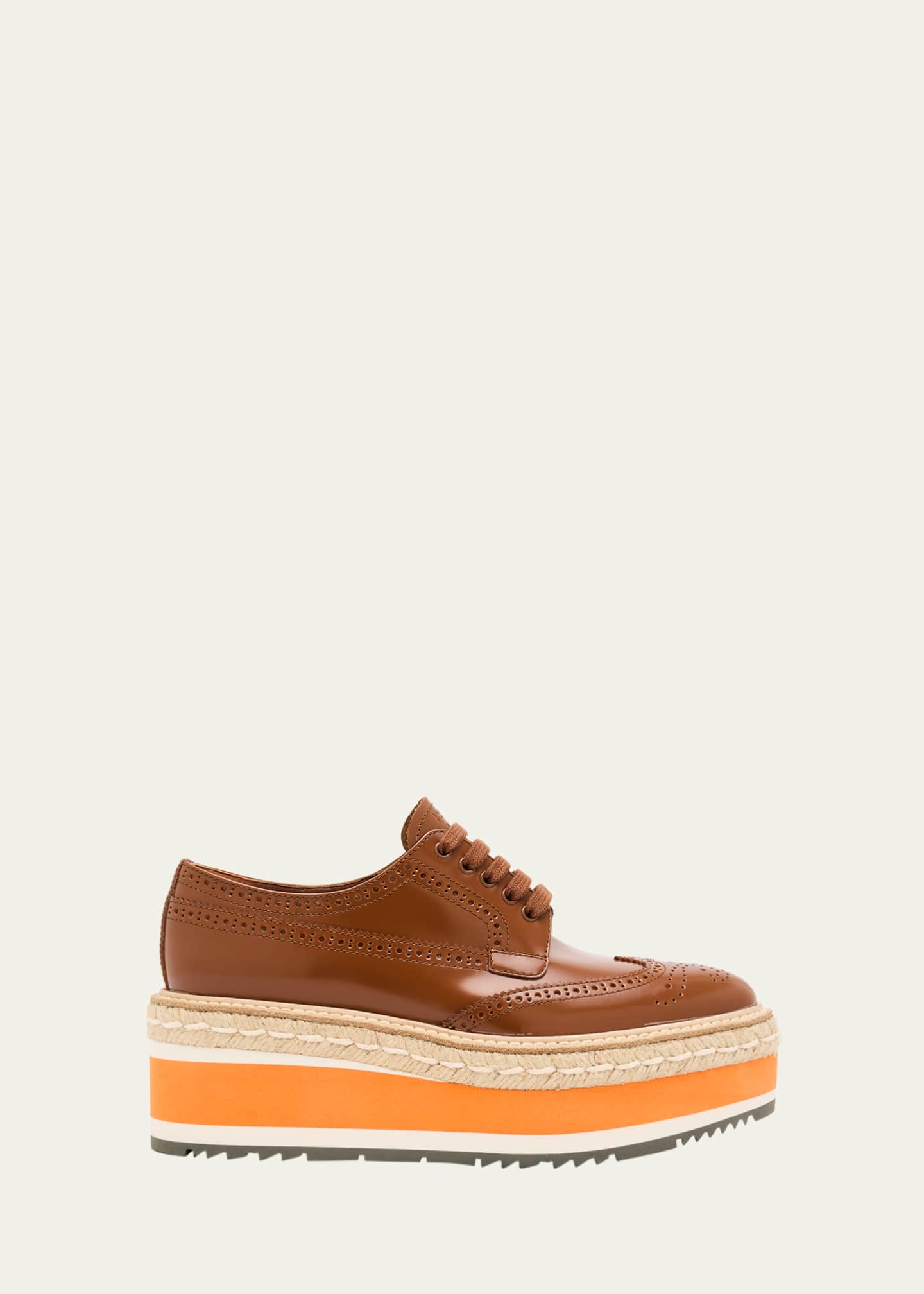Prada Spazzolato Re-Edition Platform Wingtip Loafers Image 1 of 4