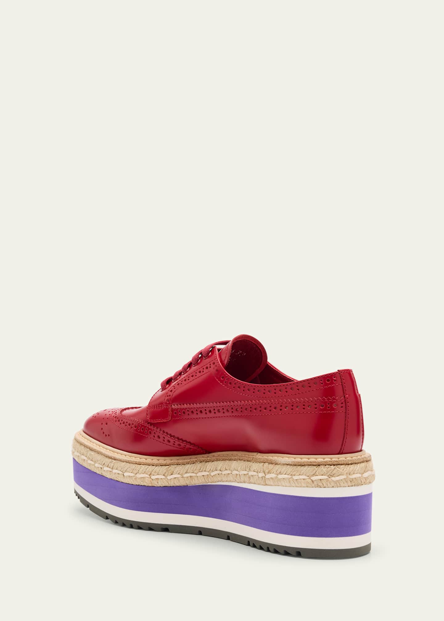 Prada Spazzolato Re-Edition Platform Wingtip Loafers - Bergdorf