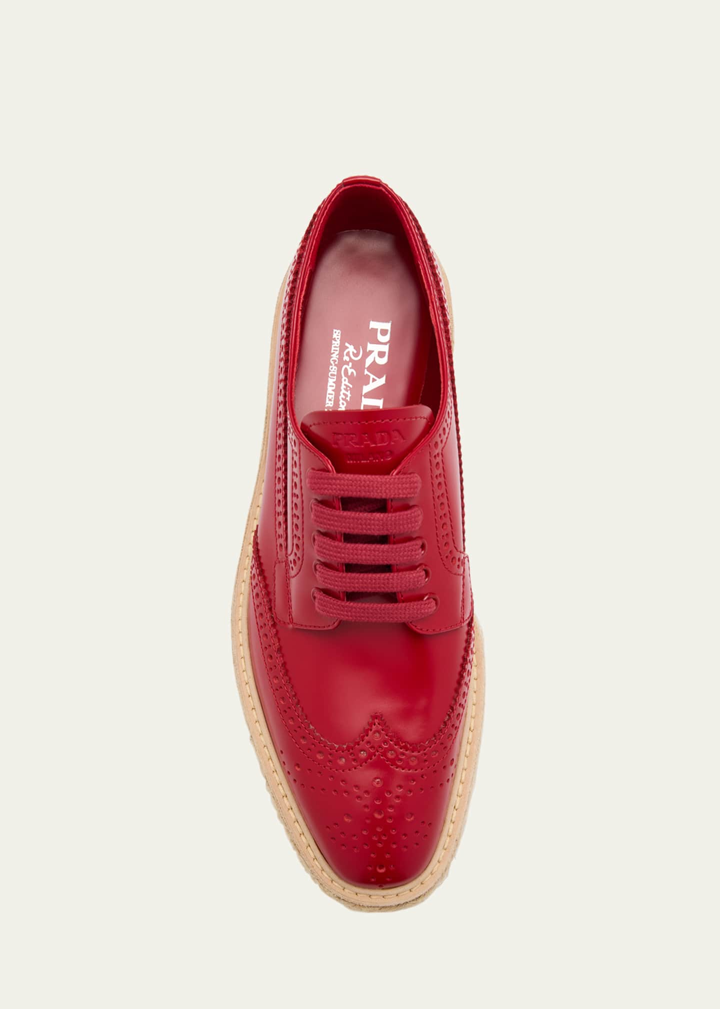 Prada Spazzolato Re-Edition Platform Wingtip Loafers - Bergdorf