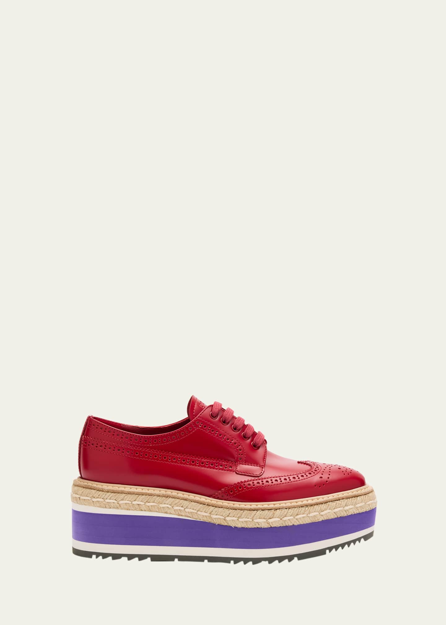 Prada Spazzolato Re-Edition Platform Wingtip Loafers - Bergdorf