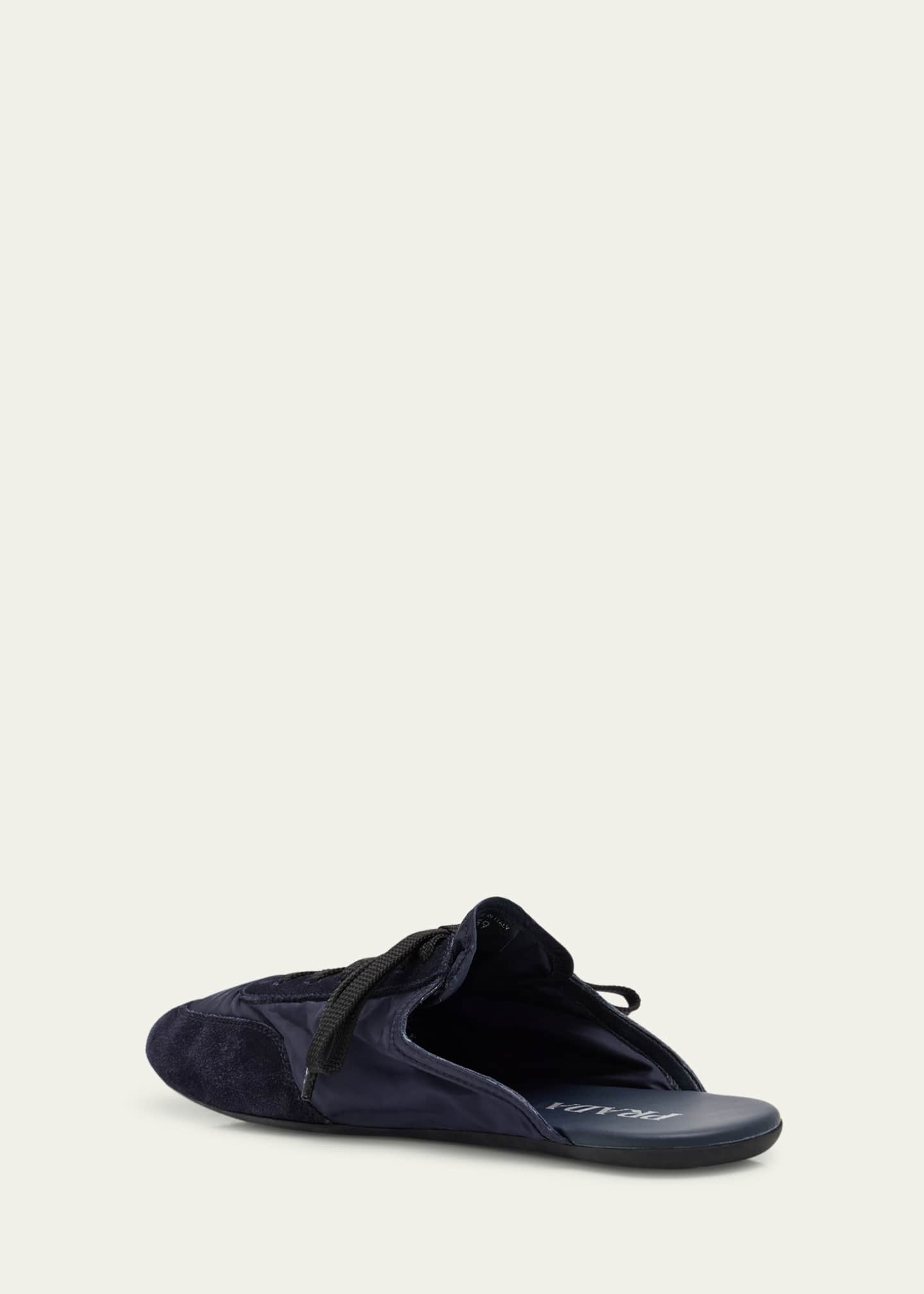 Prada Nylon and Suede Open-Back Sneakers Image 4 of 6