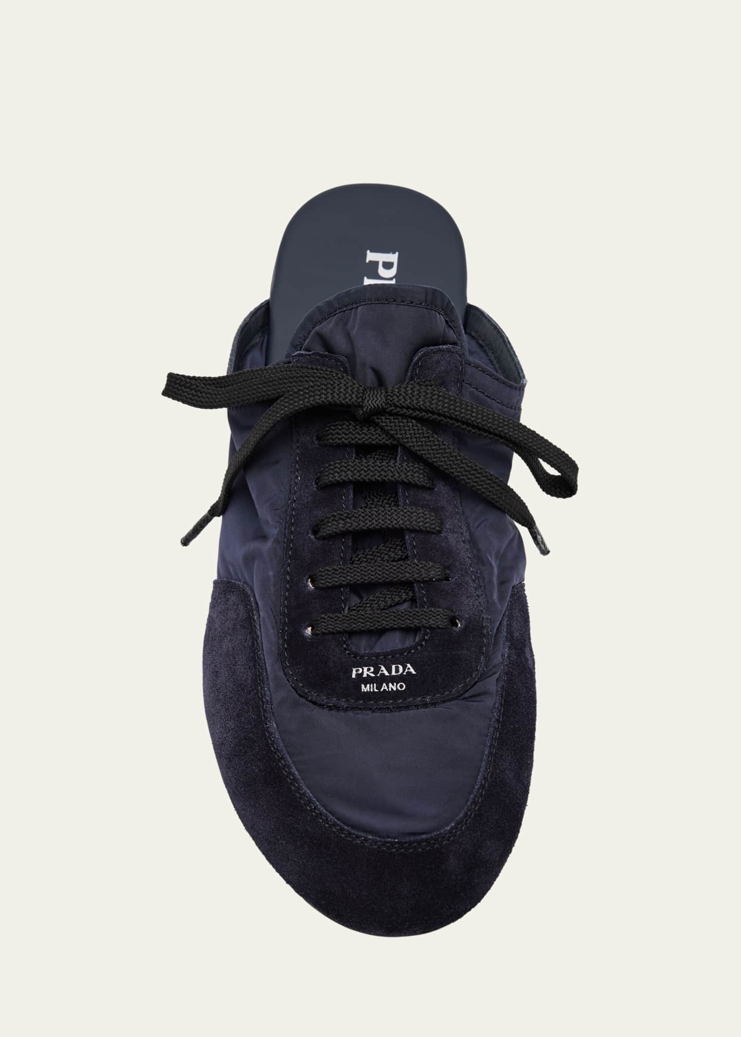 Prada Nylon and Suede Open-Back Sneakers Image 6 of 6