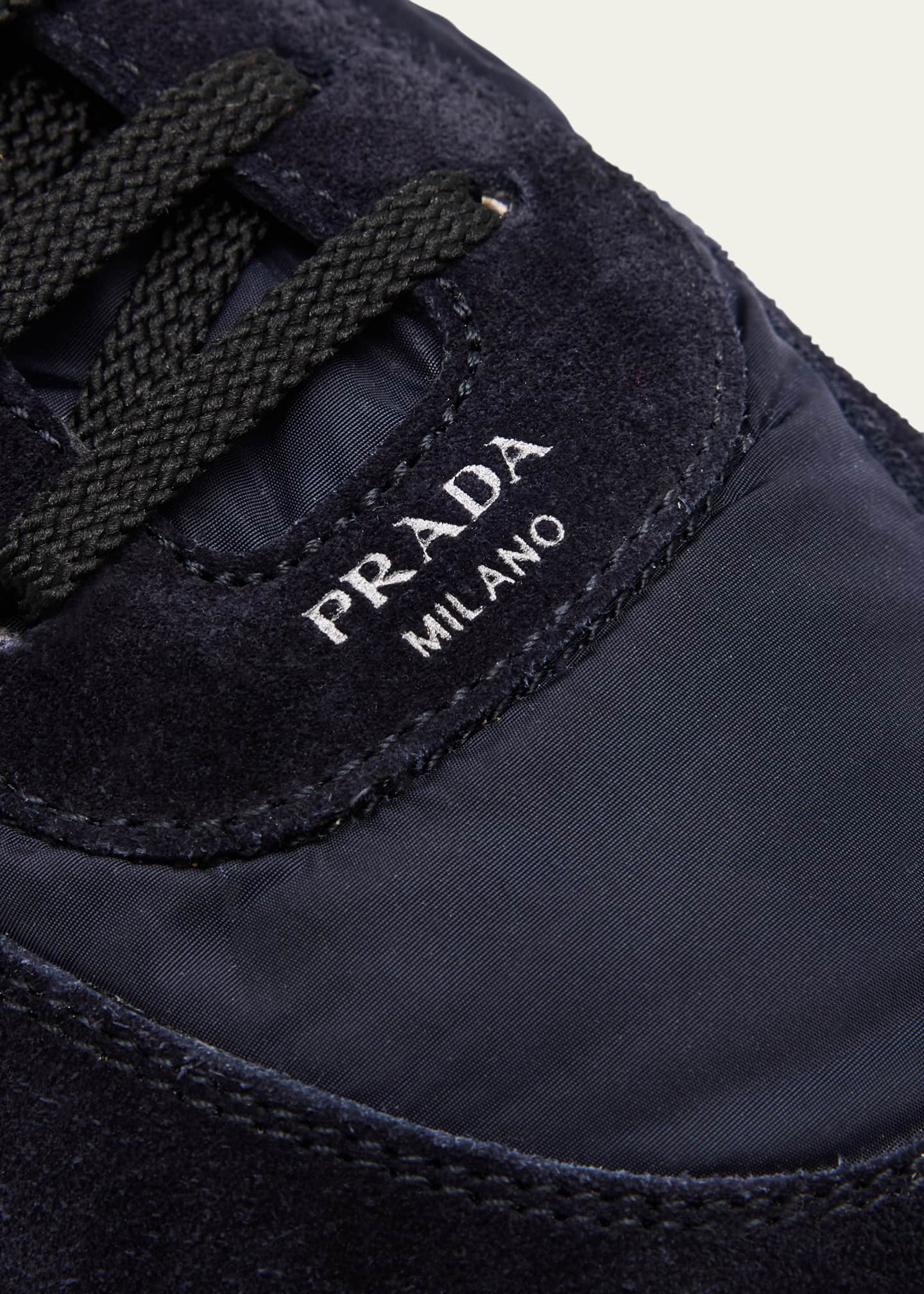 Prada Nylon and Suede Open-Back Sneakers Image 5 of 6