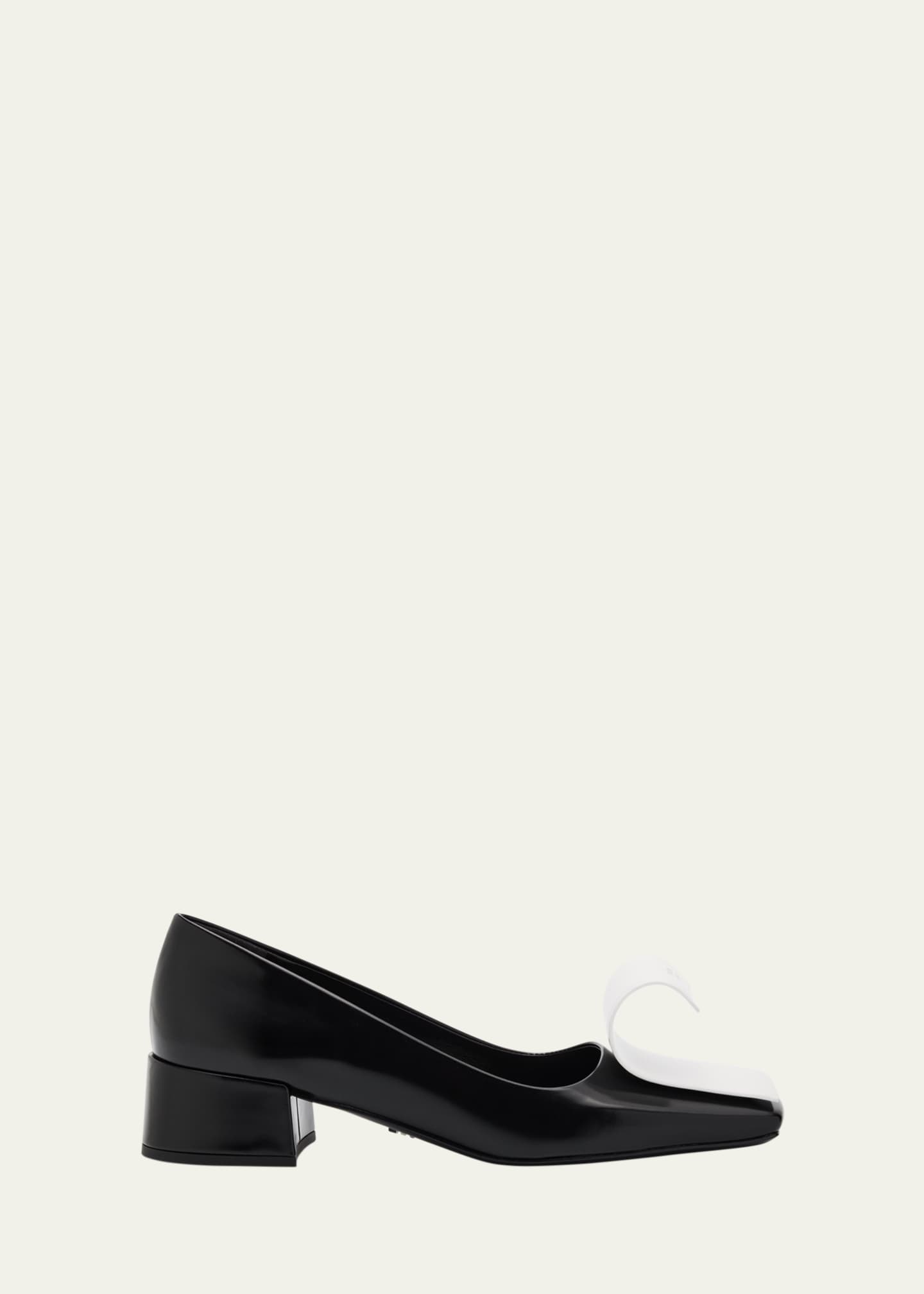Prada Dual Leather Pumps with Ribbon Detail Image 1 of 6