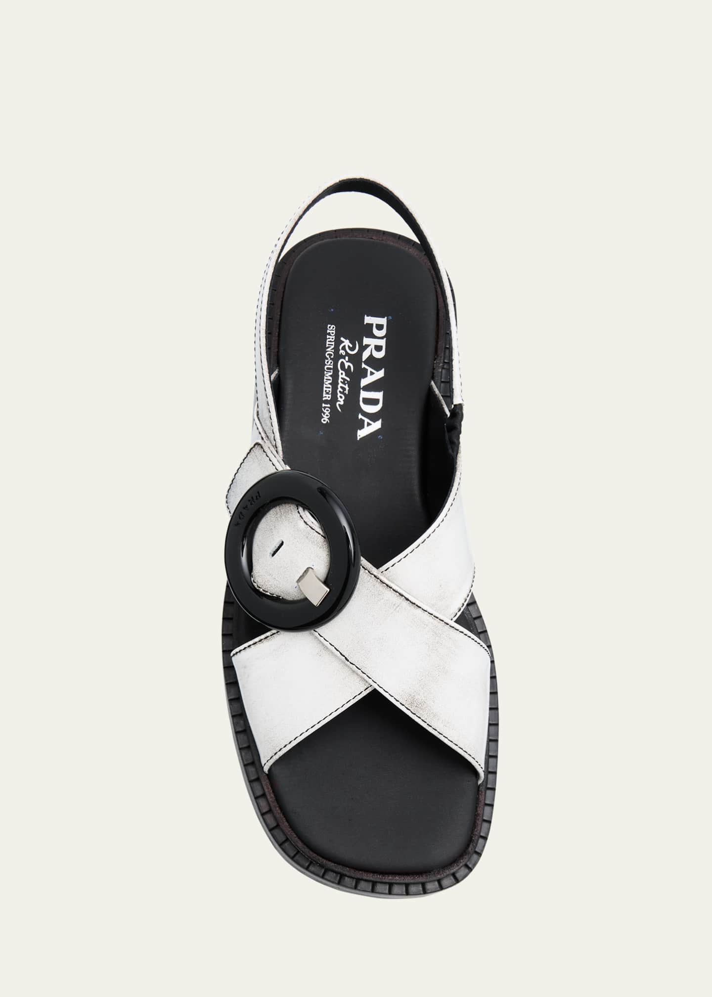Prada Leather Crisscross Slingback Sandals Image 4 of 4