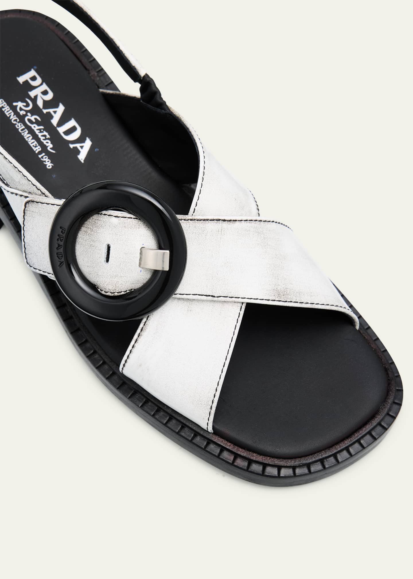 Prada Leather Crisscross Slingback Sandals Image 3 of 4