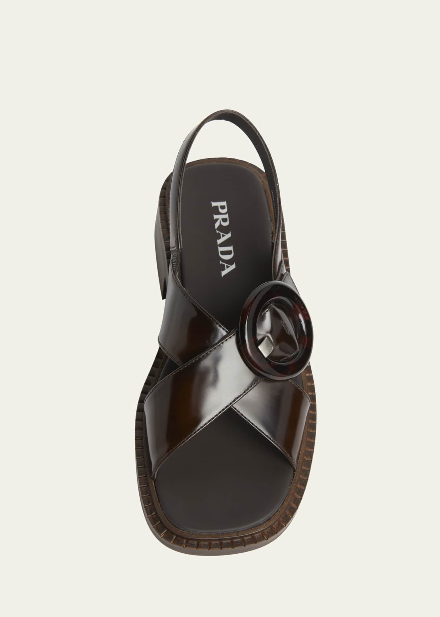 Prada Leather Crisscross Slingback Sandals Image 4 of 4