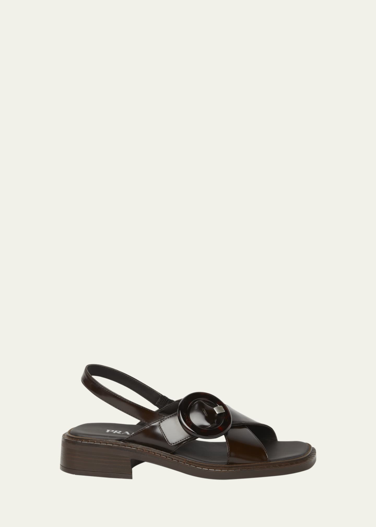 Prada Leather Crisscross Slingback Sandals Image 1 of 4