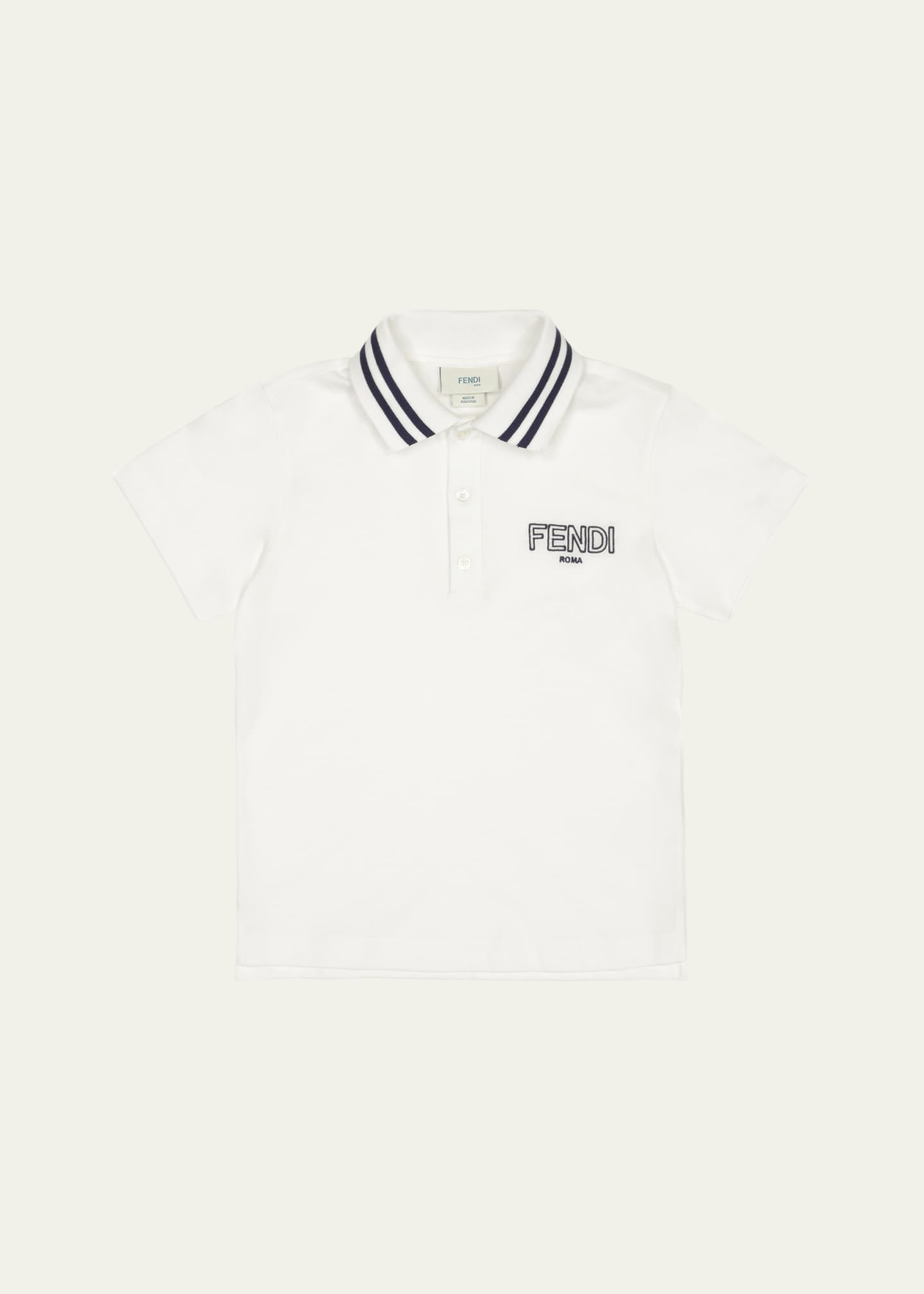 Fendi Boy's Logo-Print Embroidered Polo Shirt, Size 8-14