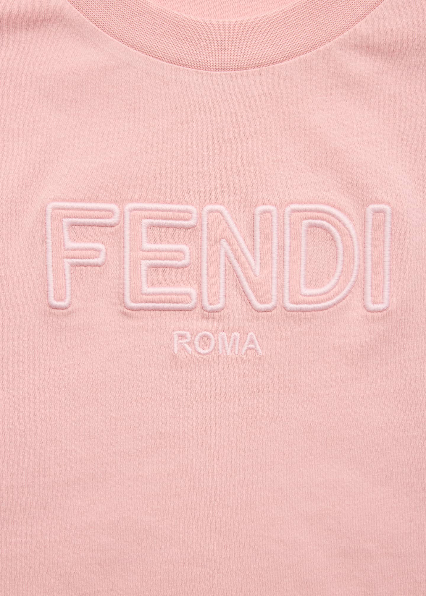 Fendi Girl's Embroidered Logo-Print Cropped T-Shirt, Size 8-12 Image 3 of 3