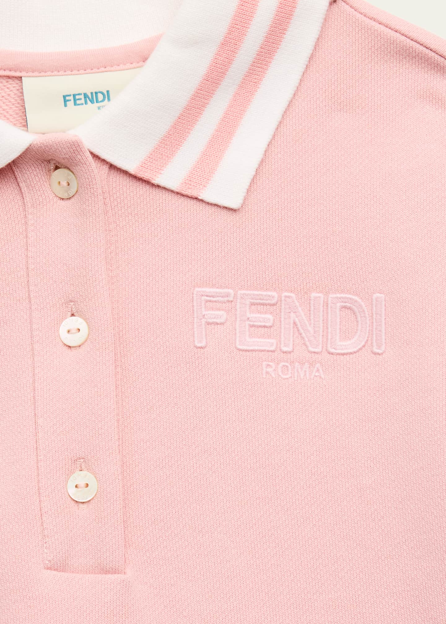 Fendi Girl's Embroidered Logo-Print Polo Dress, Size 3-6 Image 2 of 3