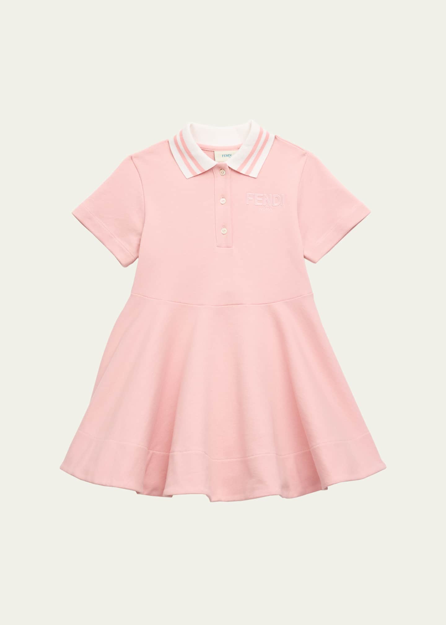 Fendi Girl's Embroidered Logo-Print Polo Dress, Size 3-6 Image 1 of 3
