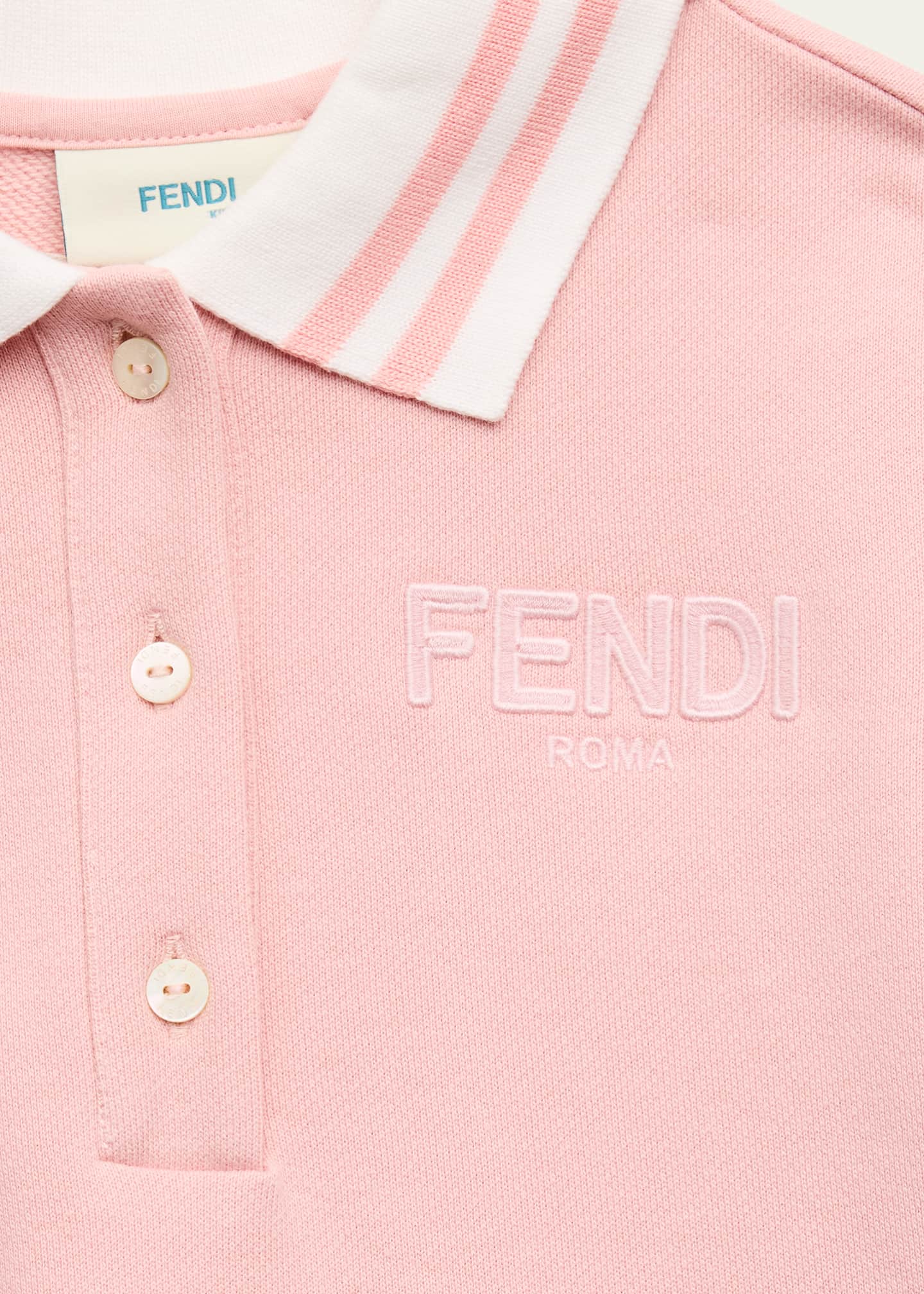 Fendi Girl's Embroidered Logo-Print Polo Dress, Size 8-12 Image 2 of 3