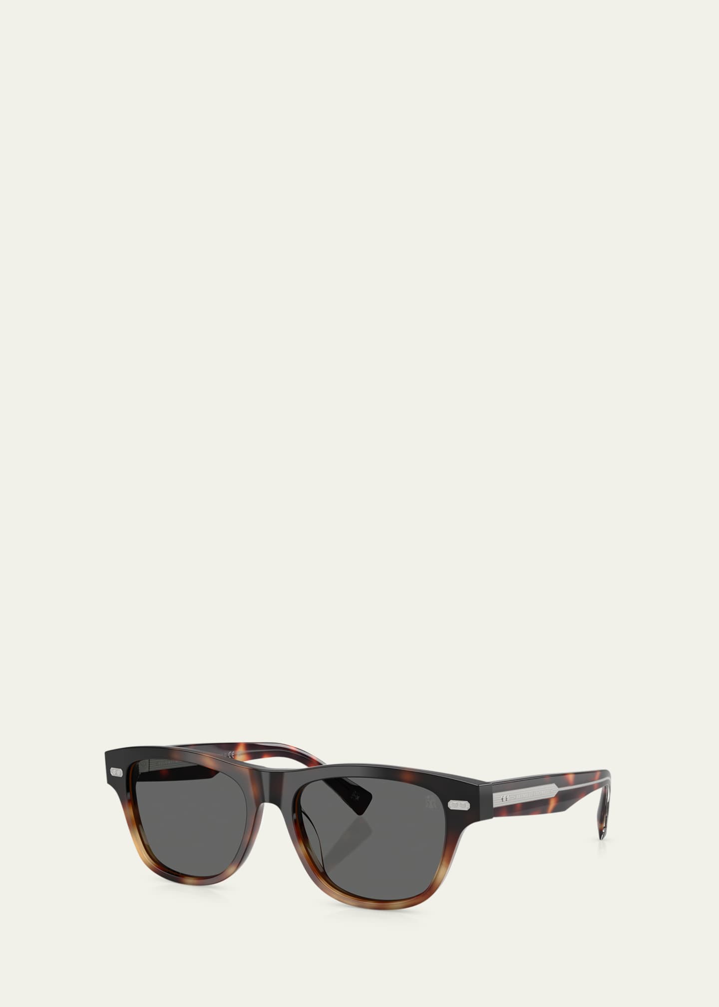 Brunello Cucinelli Havana Rectangle Acetate Sunglasses Image 2 of 3