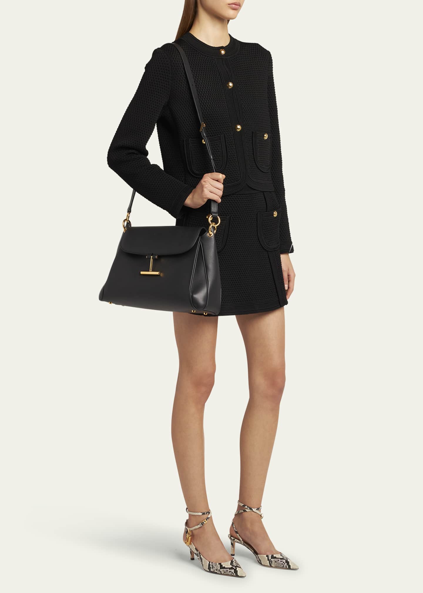 TOM FORD Tara Flap Shoulder Bag in Grain Leather Image 5 of 6