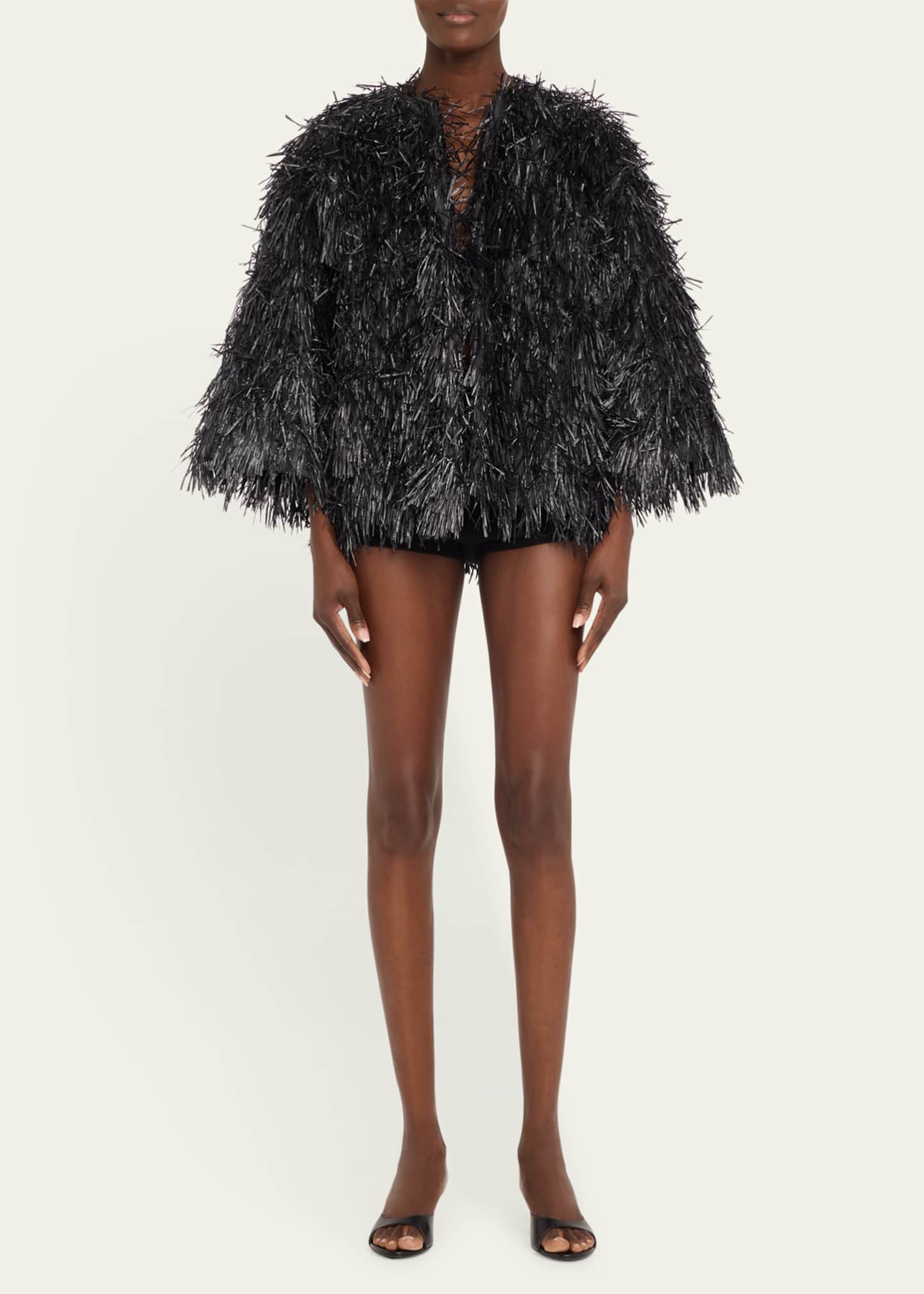 Michael Kors Collection Straw Embroidered Chubby Jacket Image 2 of 5