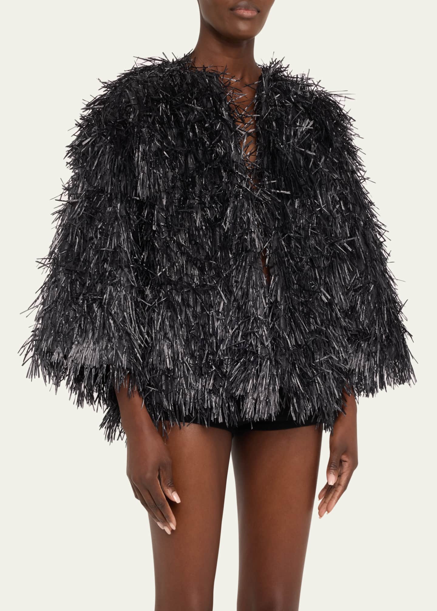 Michael Kors Collection Straw Embroidered Chubby Jacket Image 4 of 5