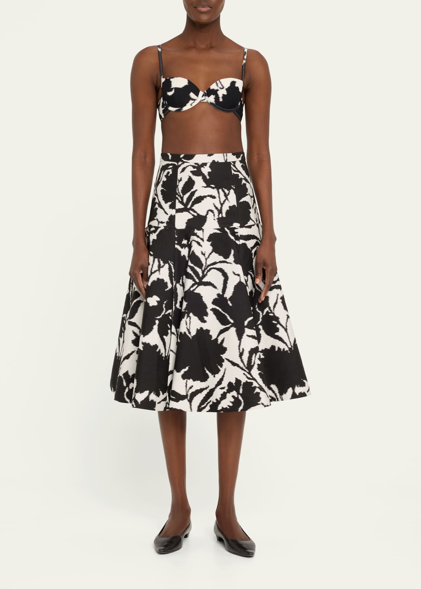 Floral Jacquard Drop Waist Dance Skirt - Thumbnail 2