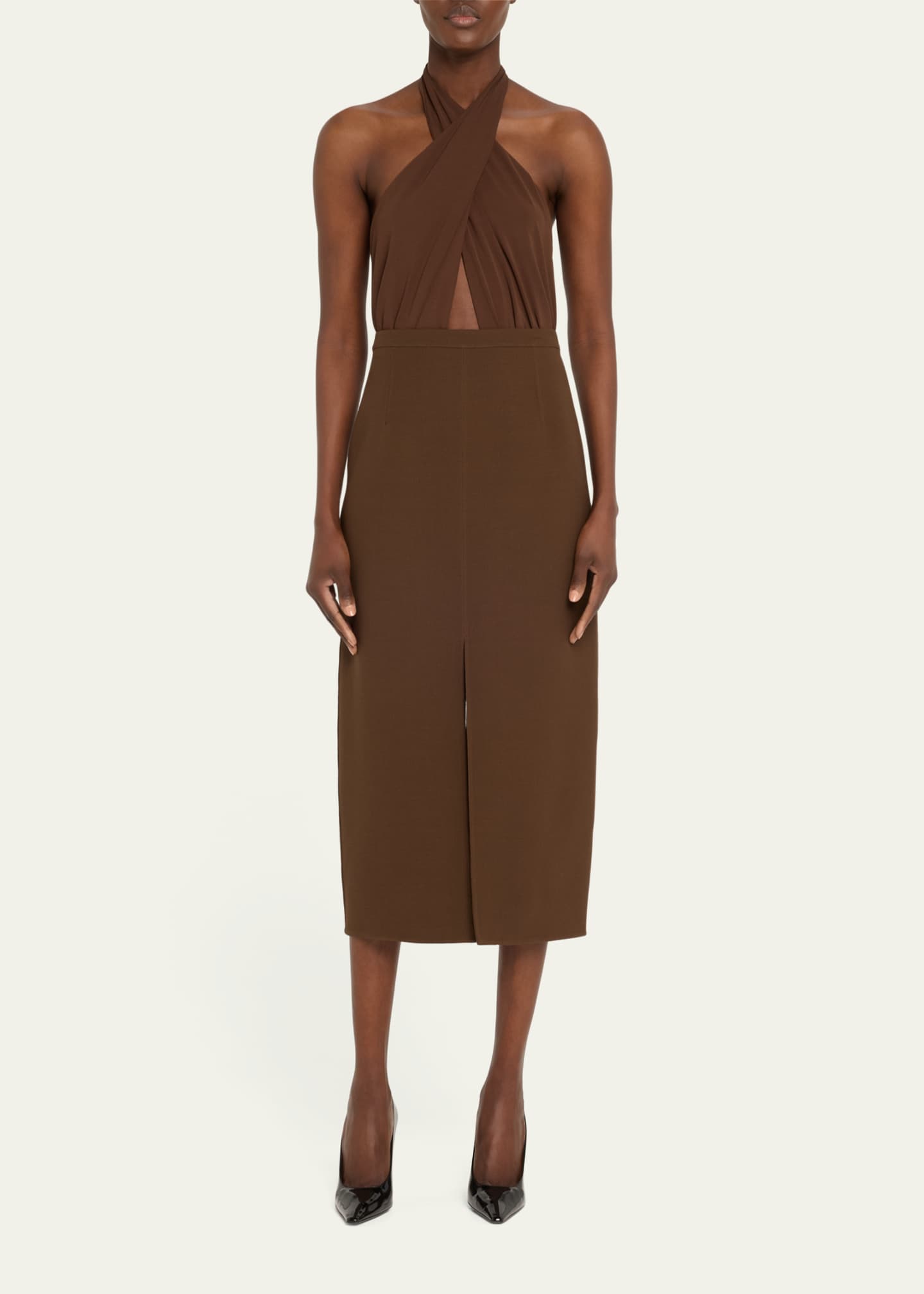 Michael Kors Collection Double Slit Pencil Wool Skirt