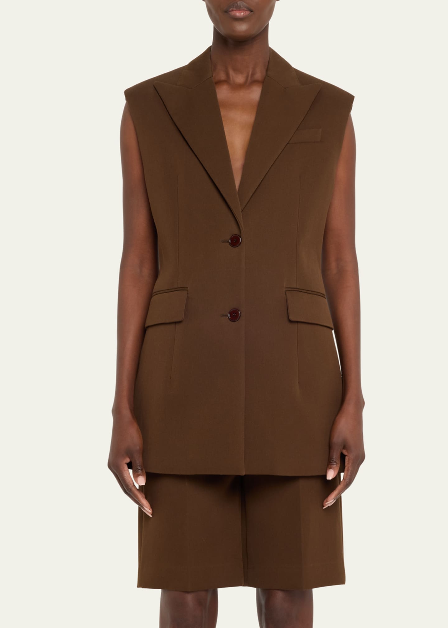 Michael Kors Collection Sleeveless Two Button Jacket Image 4 of 5
