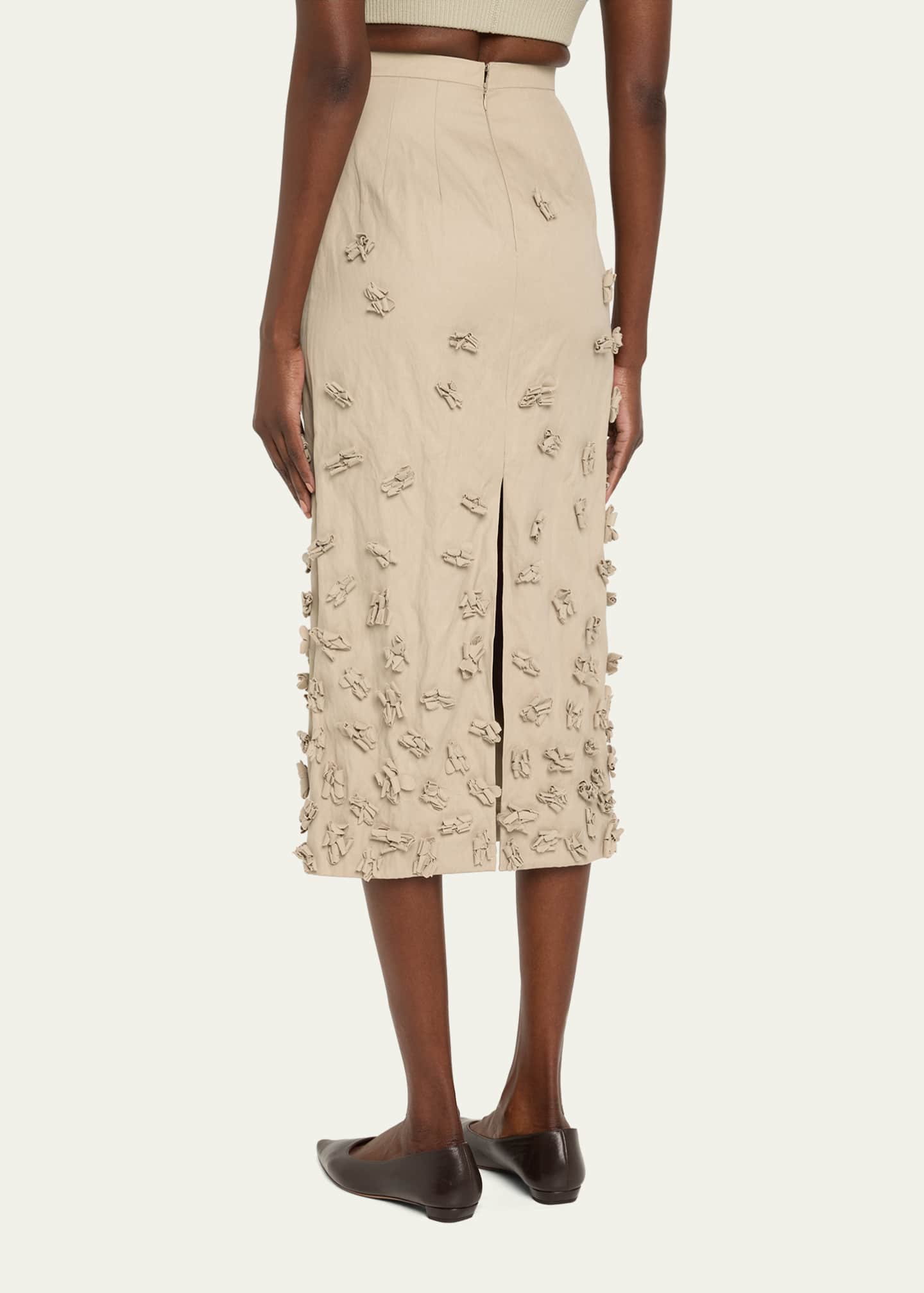Michael Kors Collection Floral Hand-Embellished Midi Pencil Skirt Image 3 of 5