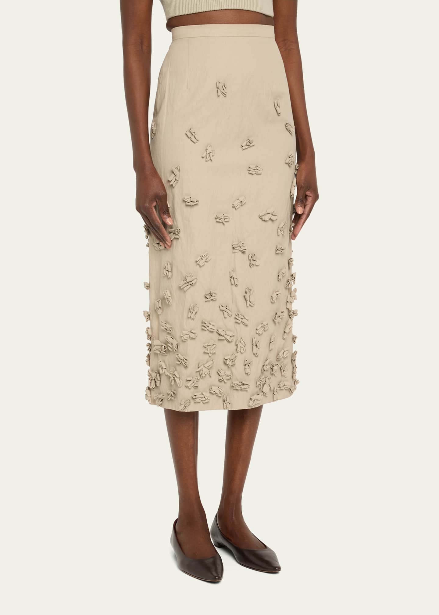 Michael Kors Collection Floral Hand-Embellished Midi Pencil Skirt Image 4 of 5