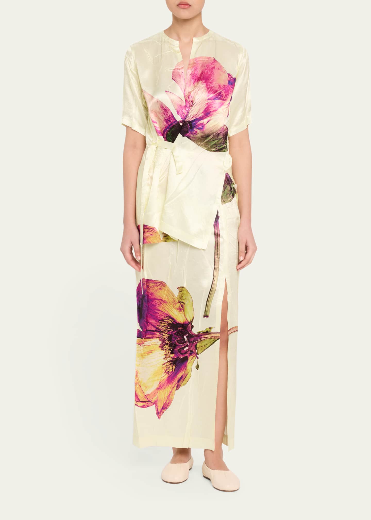 Issey Miyake Pressed Flora Printed Skirt Image 2 of 5