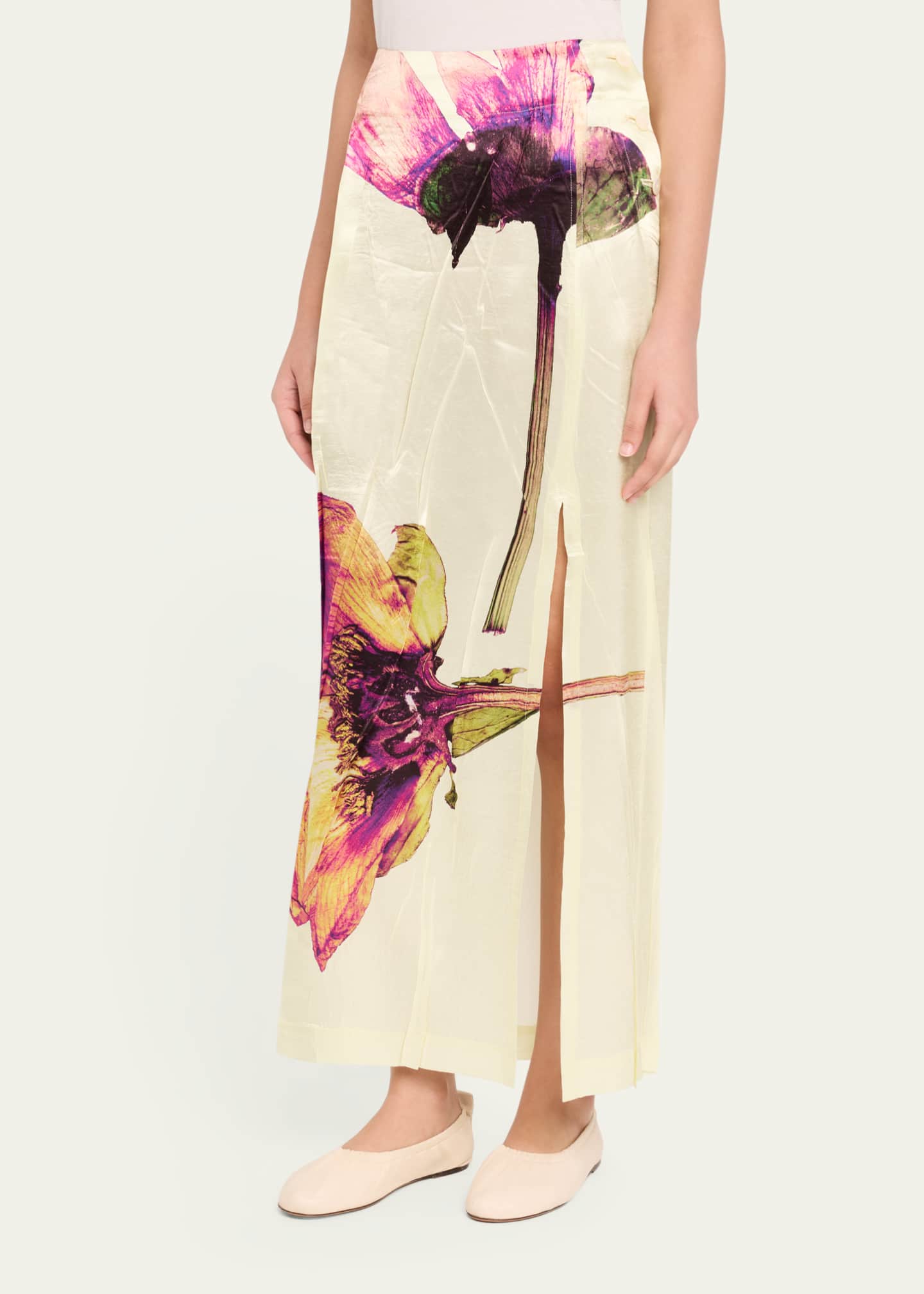 Issey Miyake Pressed Flora Printed Skirt Image 4 of 5