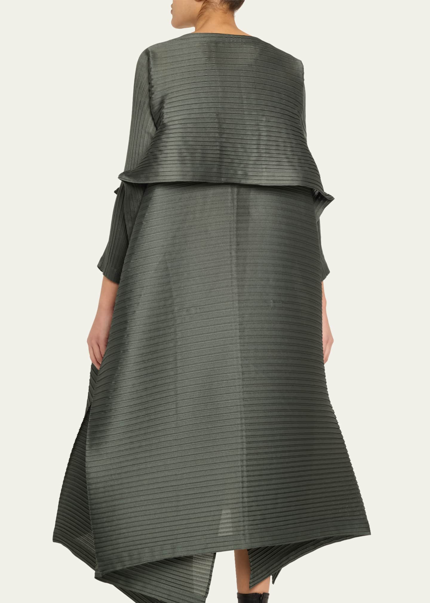 ISSEY MIYAKE Pleated long coat cardigan IM14FA904 Brown 2