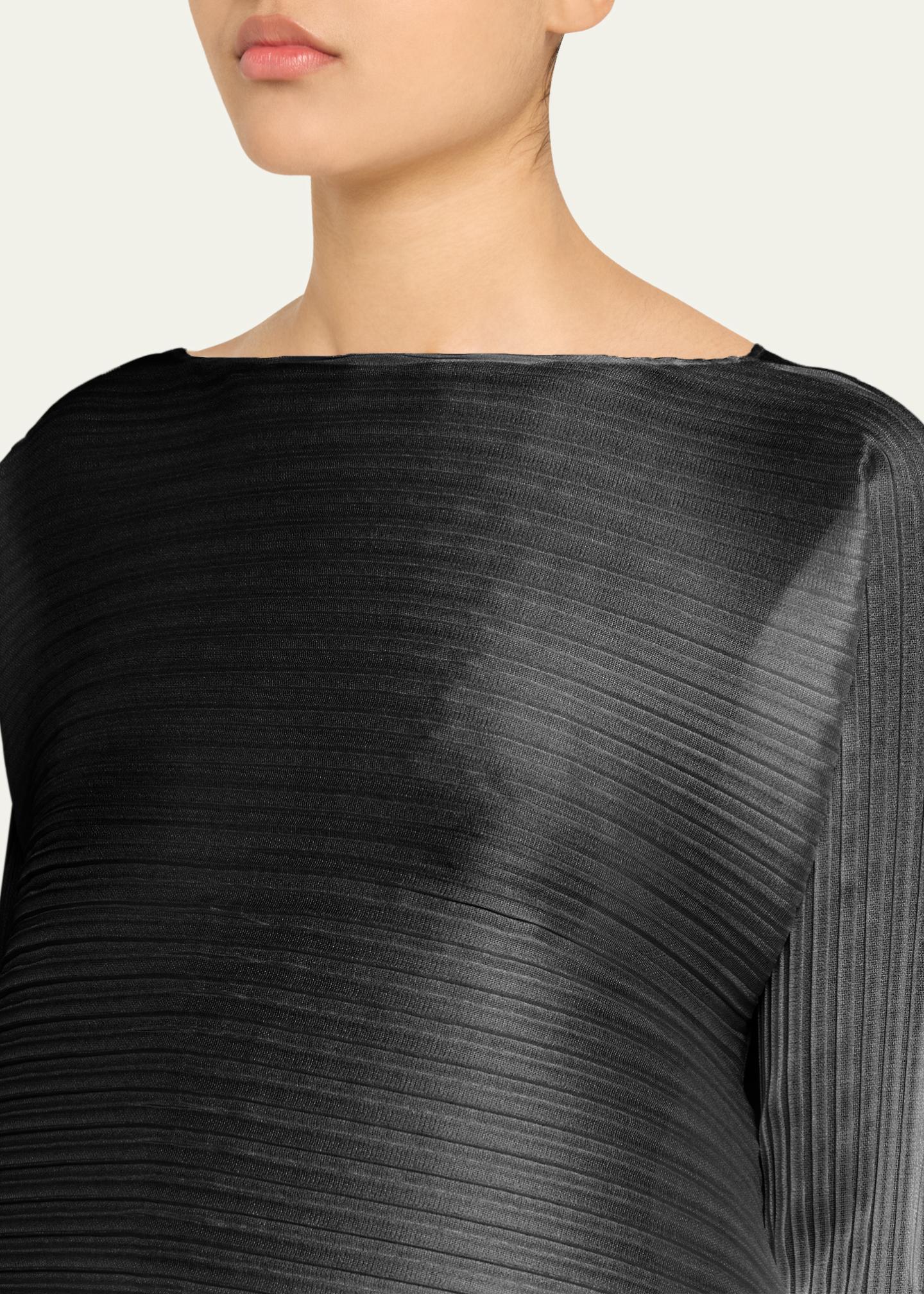 ISSEY MIYAKE Crew neck Pleated Open front Best tops ME51-FE144 black M