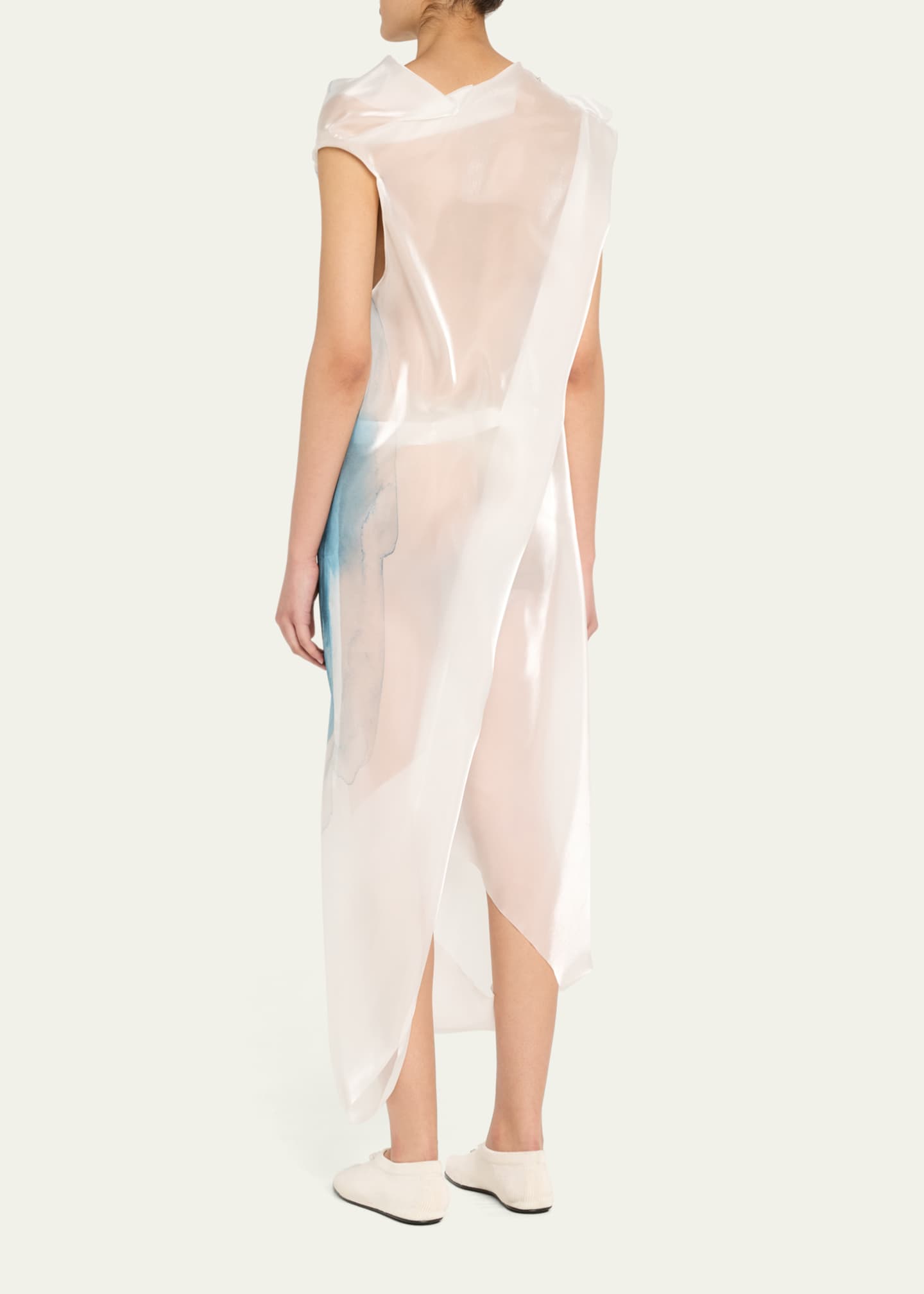 Eau Watercolor-Print Cowl-Neck Maxi Dress