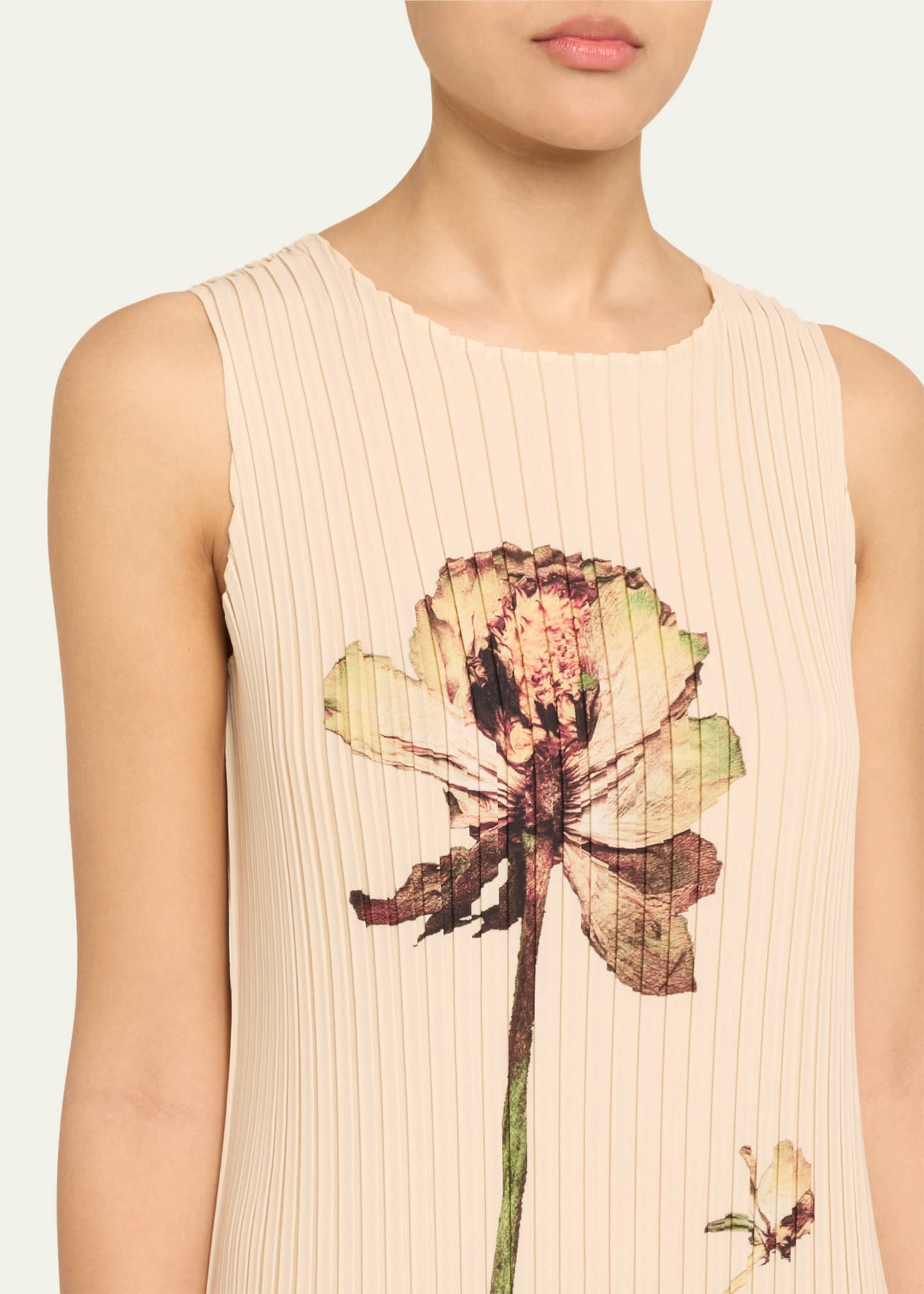 PLEATS PLEASE ISSEY  Flower Floral Layered Long one piece setup Cardigan Long Sleeve pink 2/3