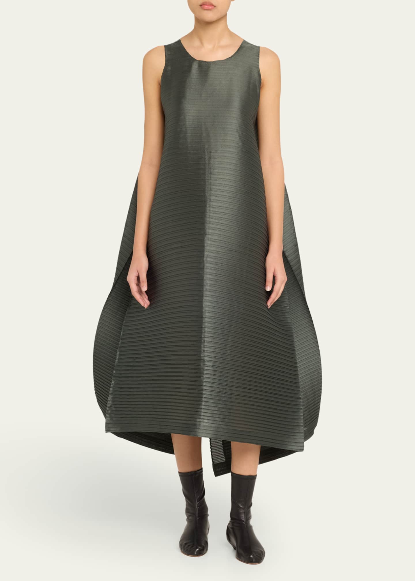 Paneled Pleats Midi Dress