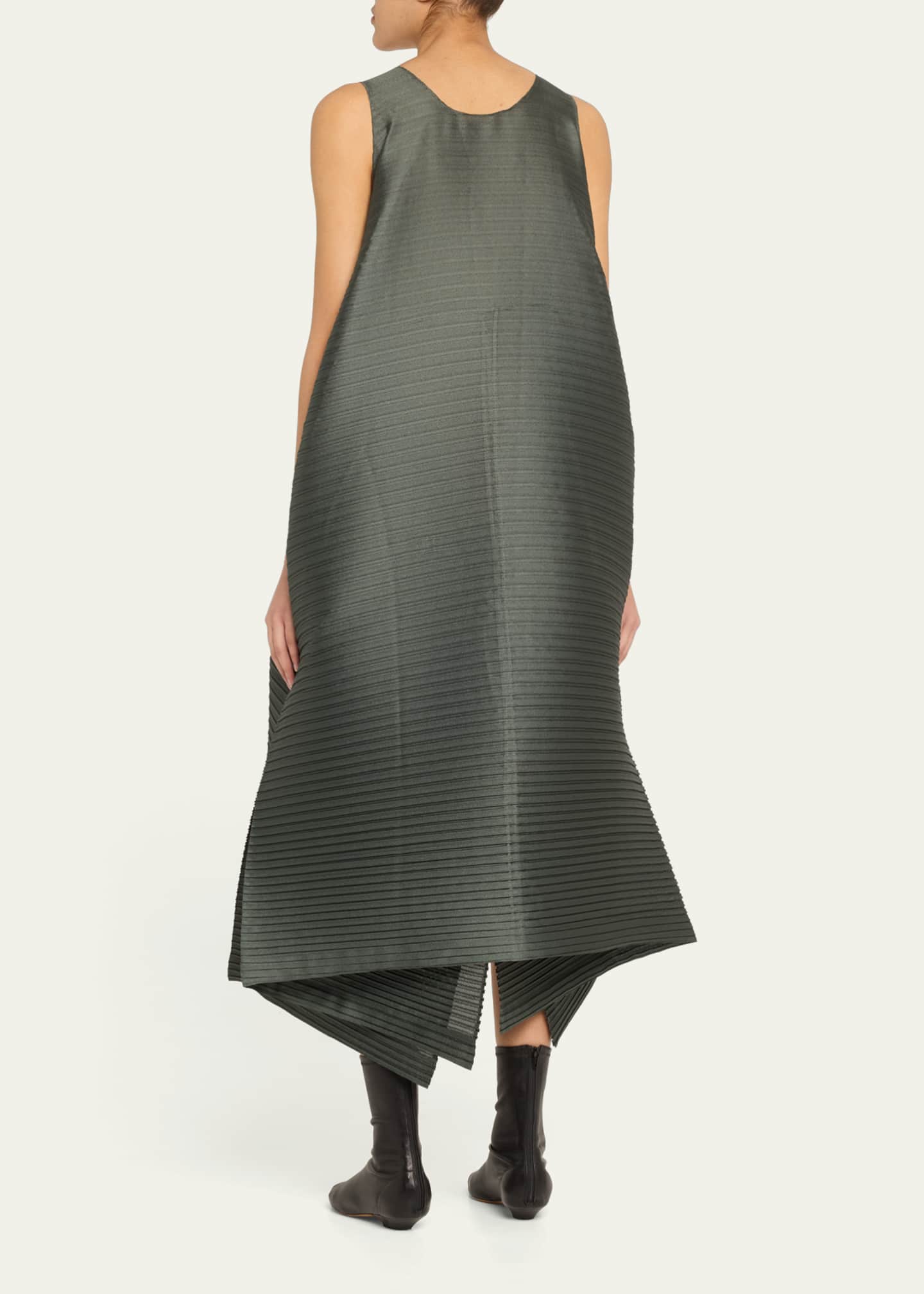 Paneled Pleats Midi Dress